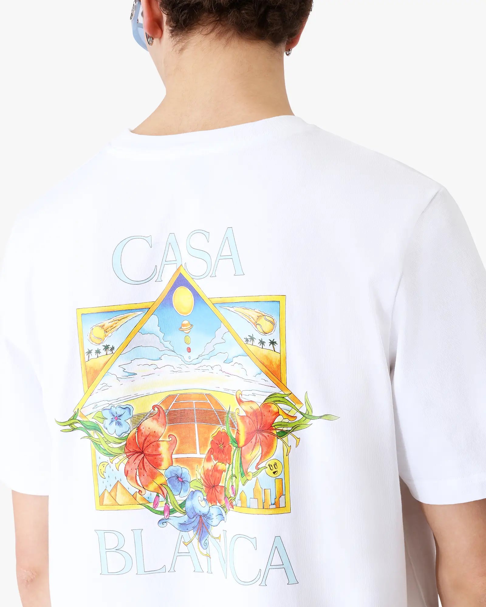 White Flower Court Icon Short Sleeve T-Shirt | Casablanca Paris | Image 5