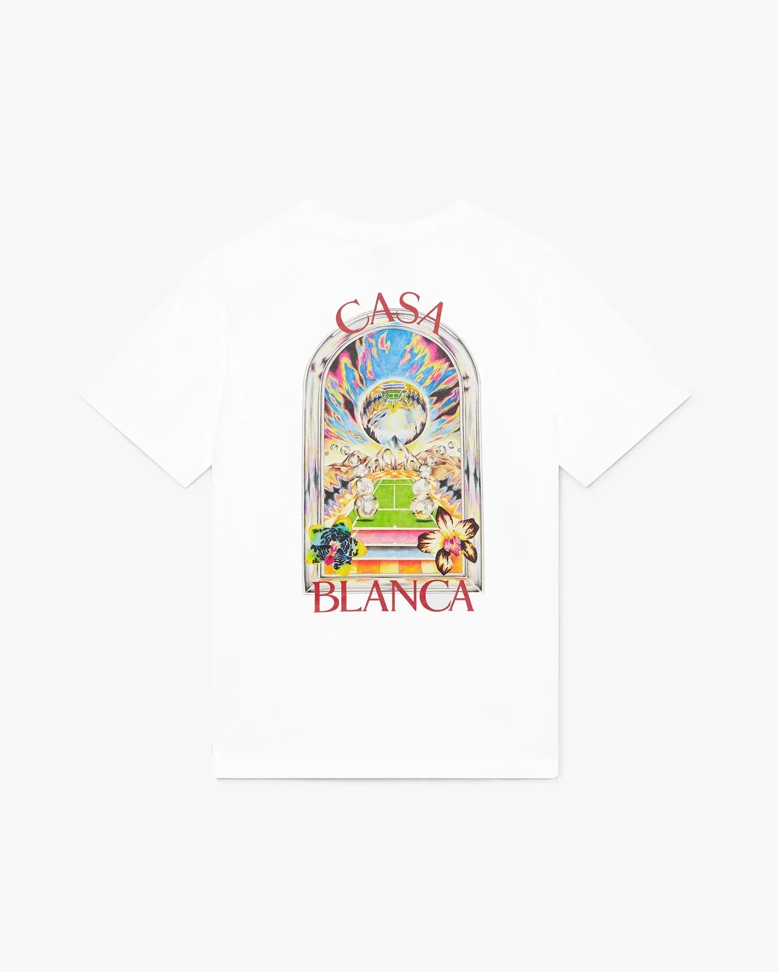 White Tennis Landscape Short Sleeve T-Shirt | Casablanca Paris | Image 1