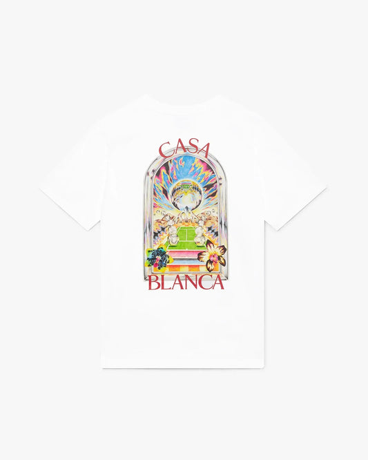 White Tennis Landscape Short Sleeve T-Shirt | Casablanca Paris | Image 1