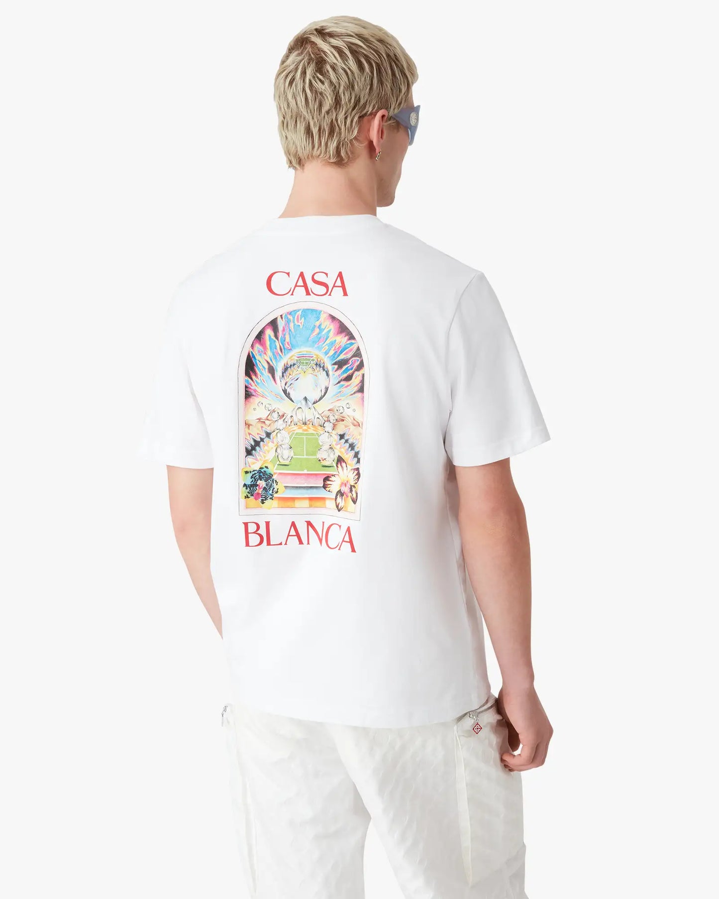 White Tennis Landscape Short Sleeve T-Shirt | Casablanca Paris | Image 4