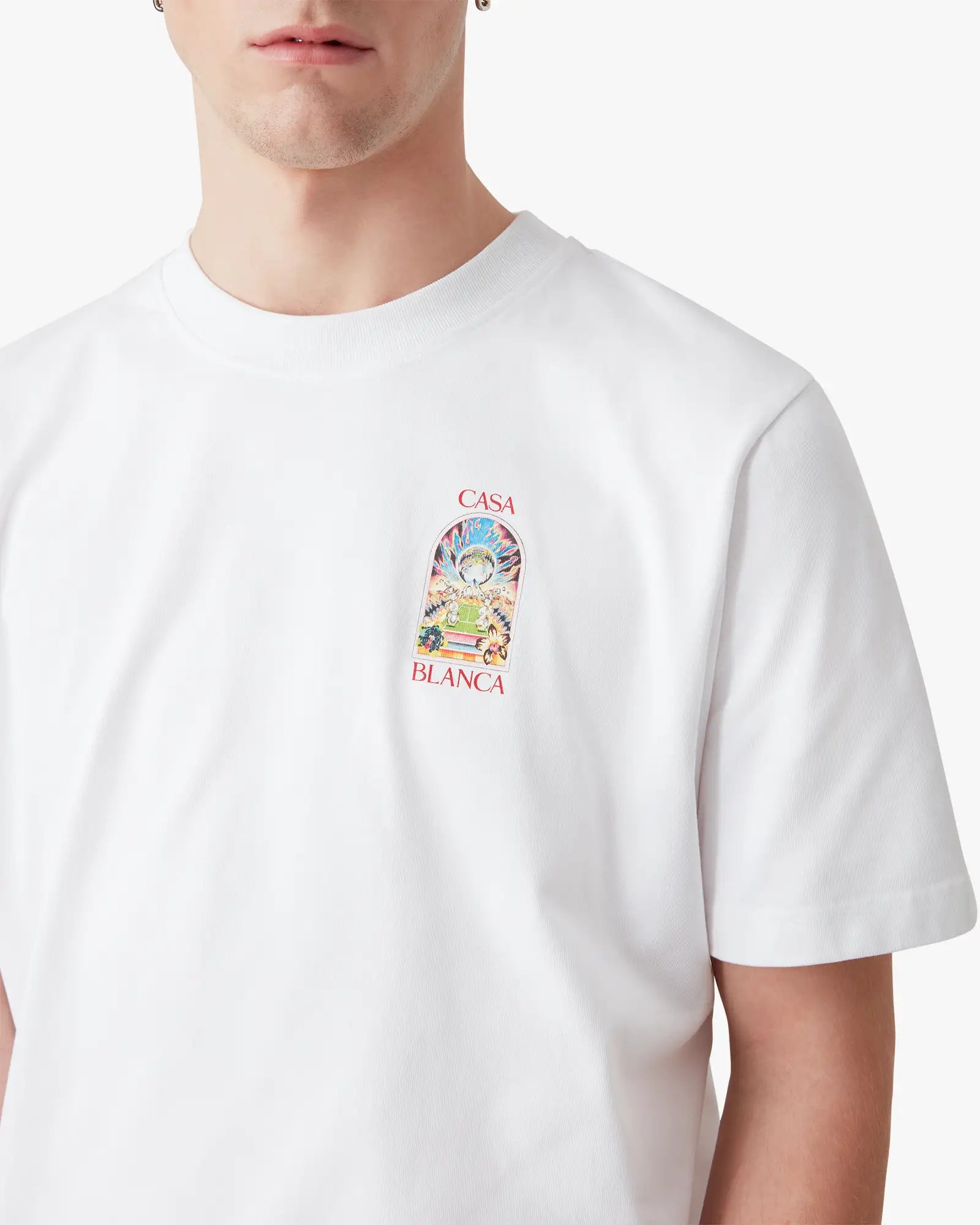 White Tennis Landscape Short Sleeve T-Shirt | Casablanca Paris | Image 5