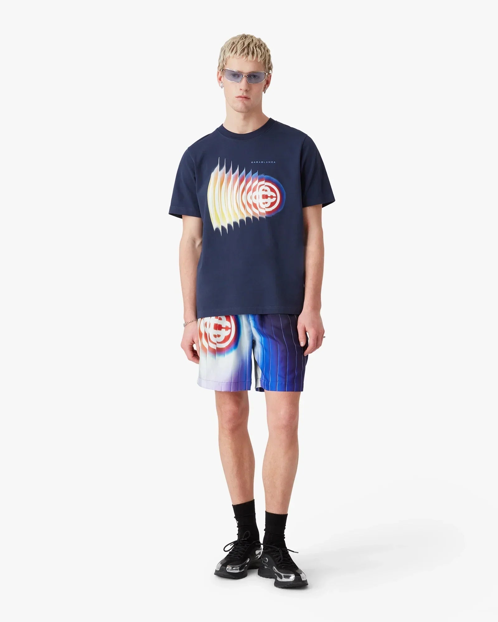 Navy Shockwave Short Sleeve T-Shirt | Casablanca Paris | Image 2