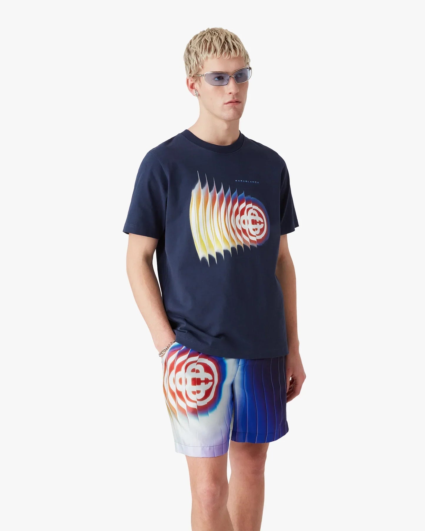 Navy Shockwave Short Sleeve T-Shirt | Casablanca Paris | Image 4