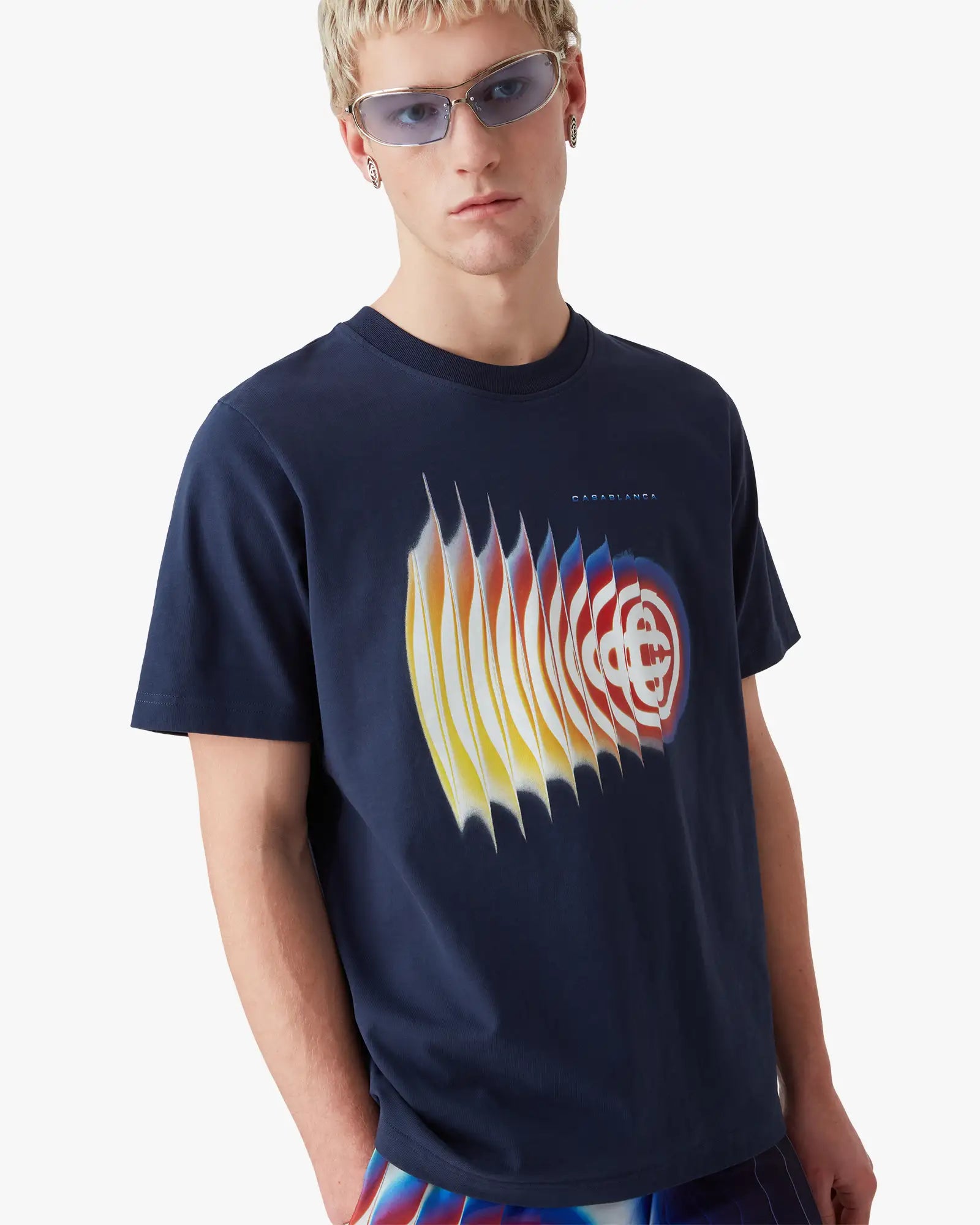 Navy Shockwave Short Sleeve T-Shirt | Casablanca Paris | Image 5