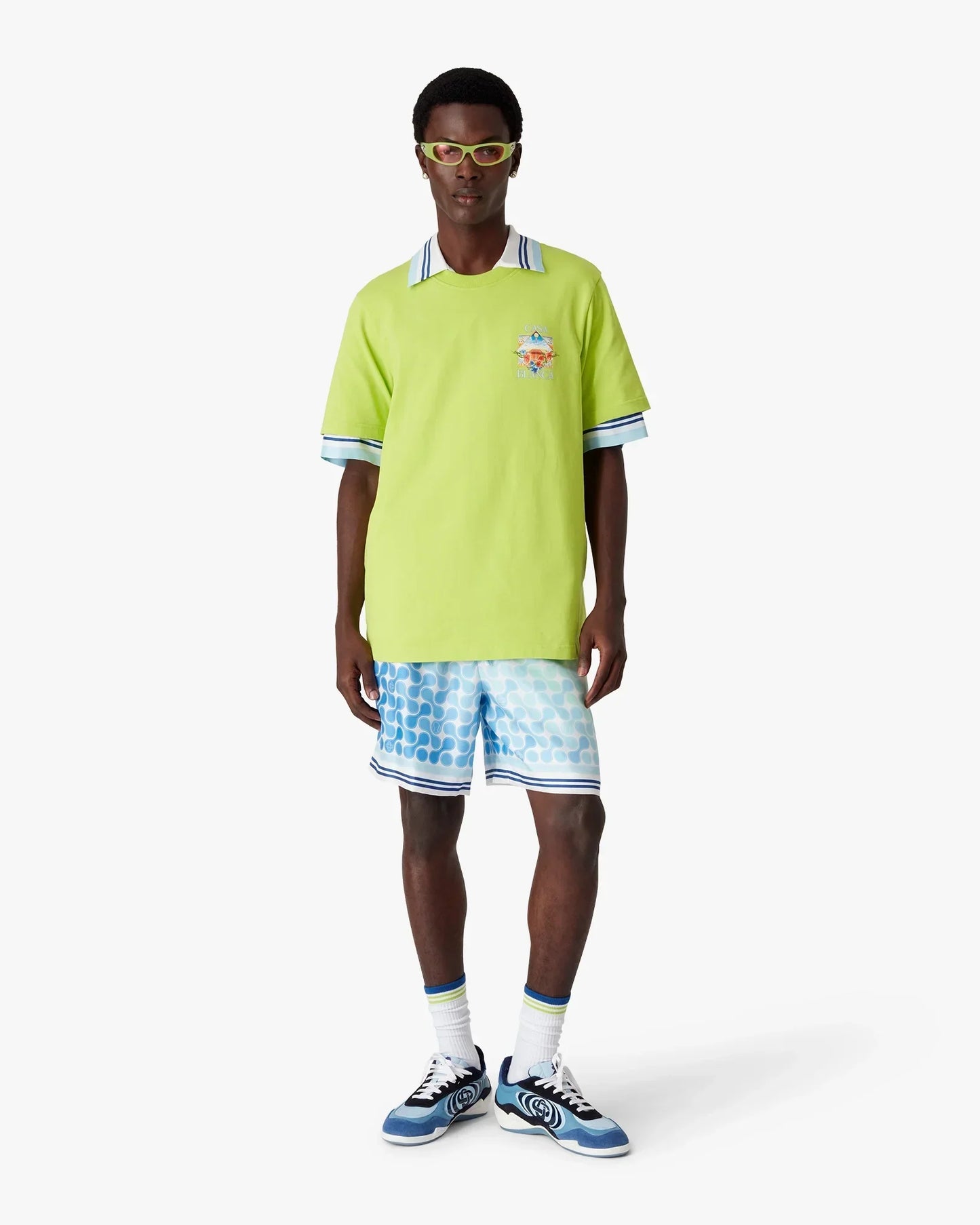 Lime Flower Court Icon Short Sleeve T-Shirt | Casablanca Paris | Image 2