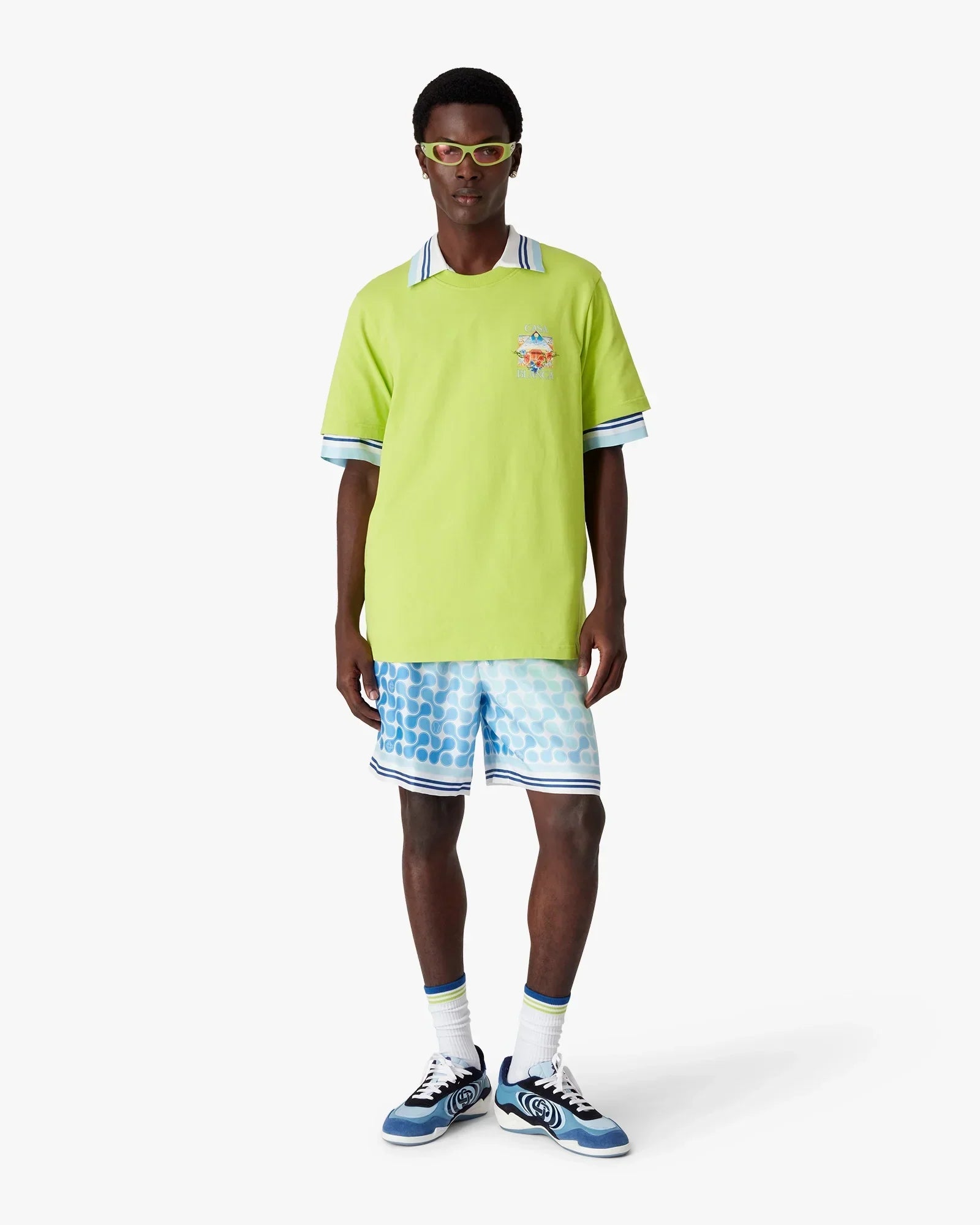 Lime Flower Court Icon Short Sleeve T-Shirt | Casablanca Paris | Image 2