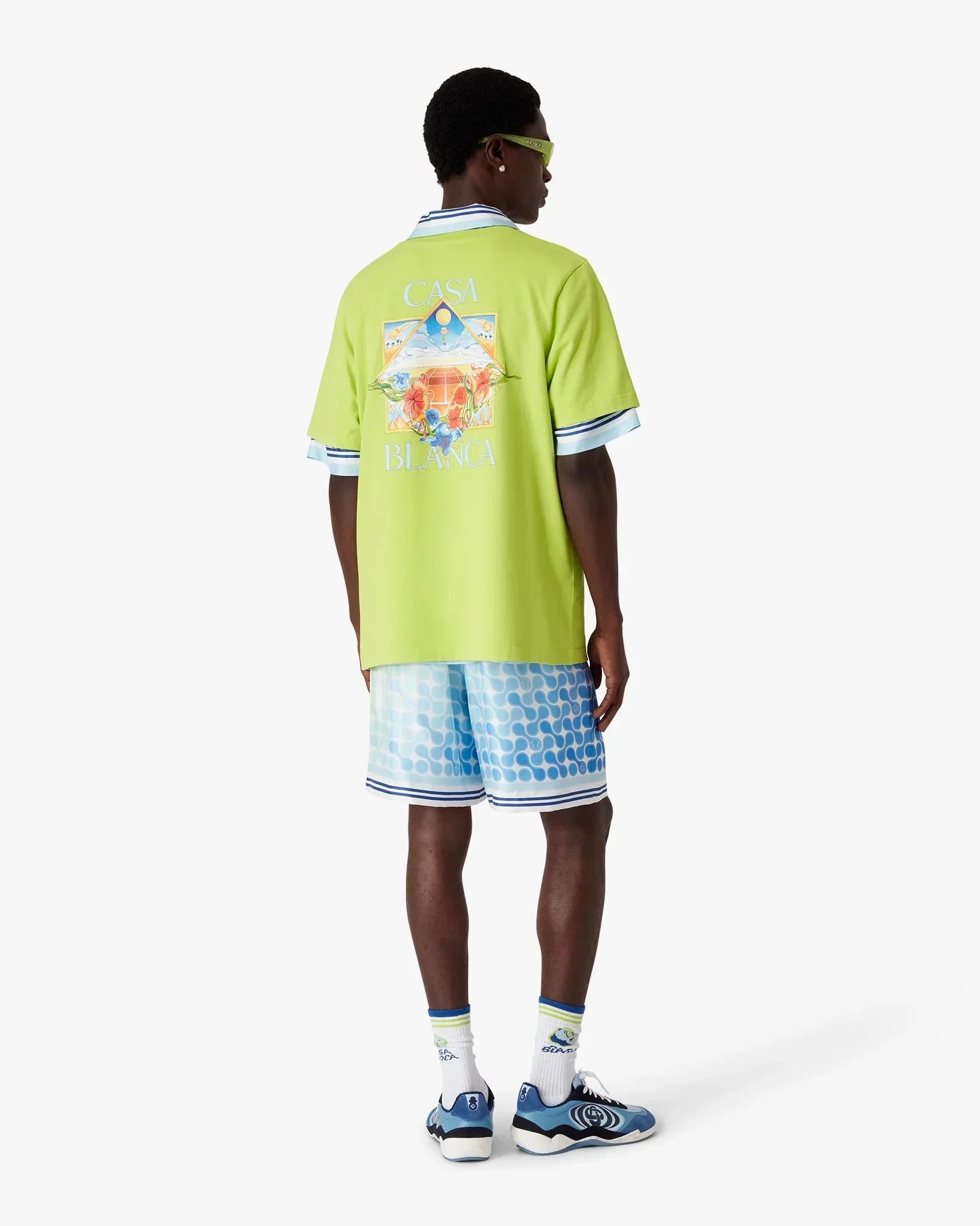 Lime Flower Court Icon Short Sleeve T-Shirt | Casablanca Paris | Image 3