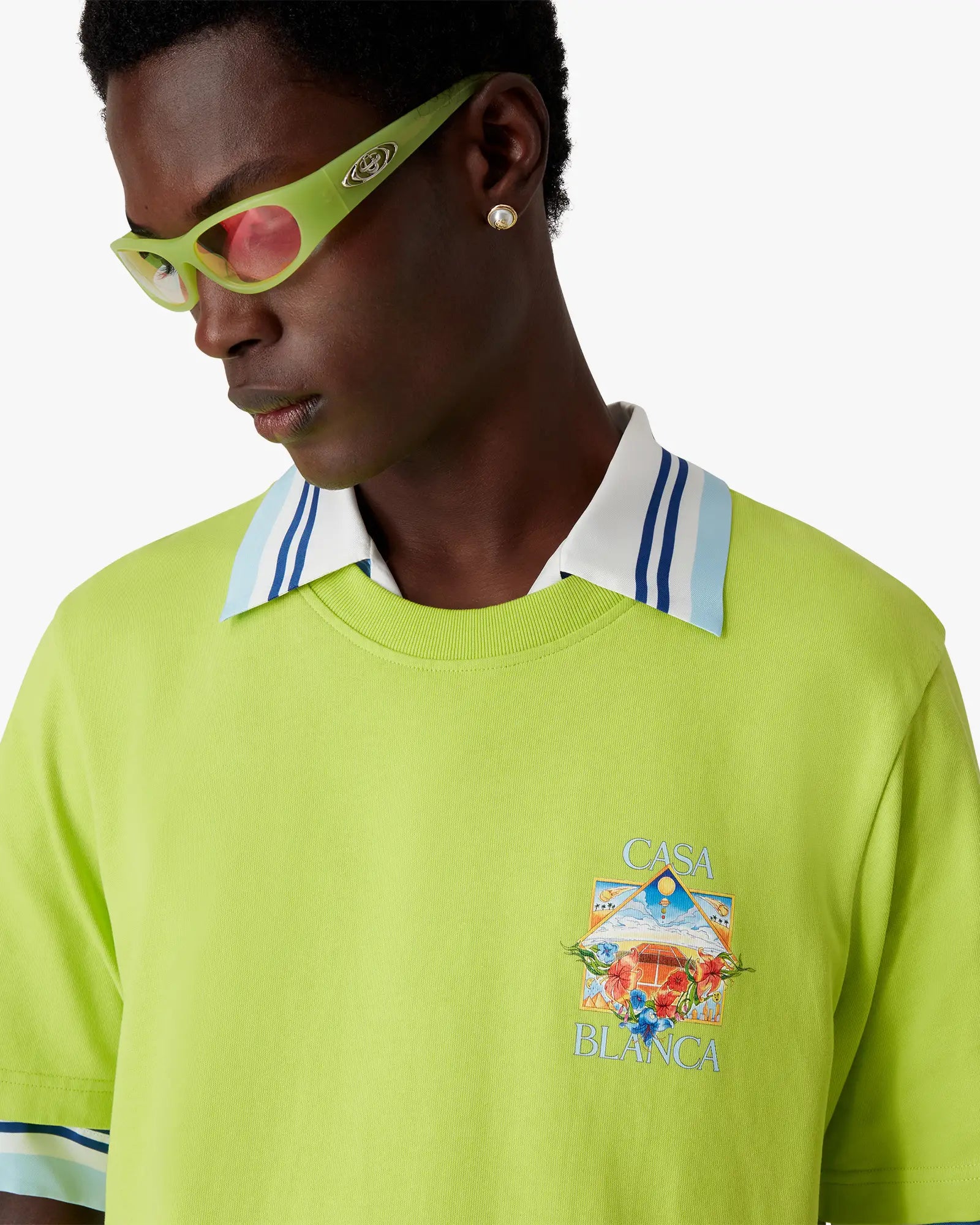 Lime Flower Court Icon Short Sleeve T-Shirt | Casablanca Paris | Image 5