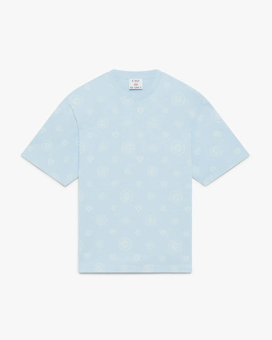 Blue Applique Monogram Oversized Short Sleeve T-Shirt | Casablanca Paris | Image 1