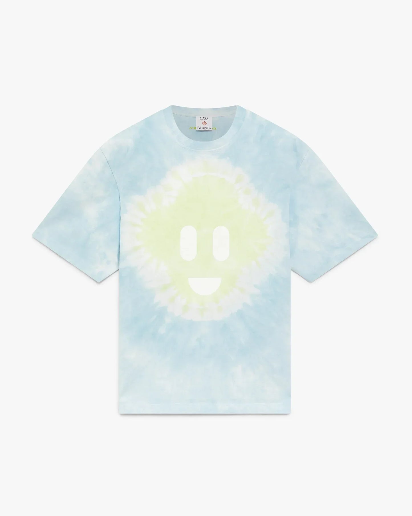 Blue Tie Dye Oversized CC Smile Short Sleeve T-Shirt | Casablanca Paris | Image 1