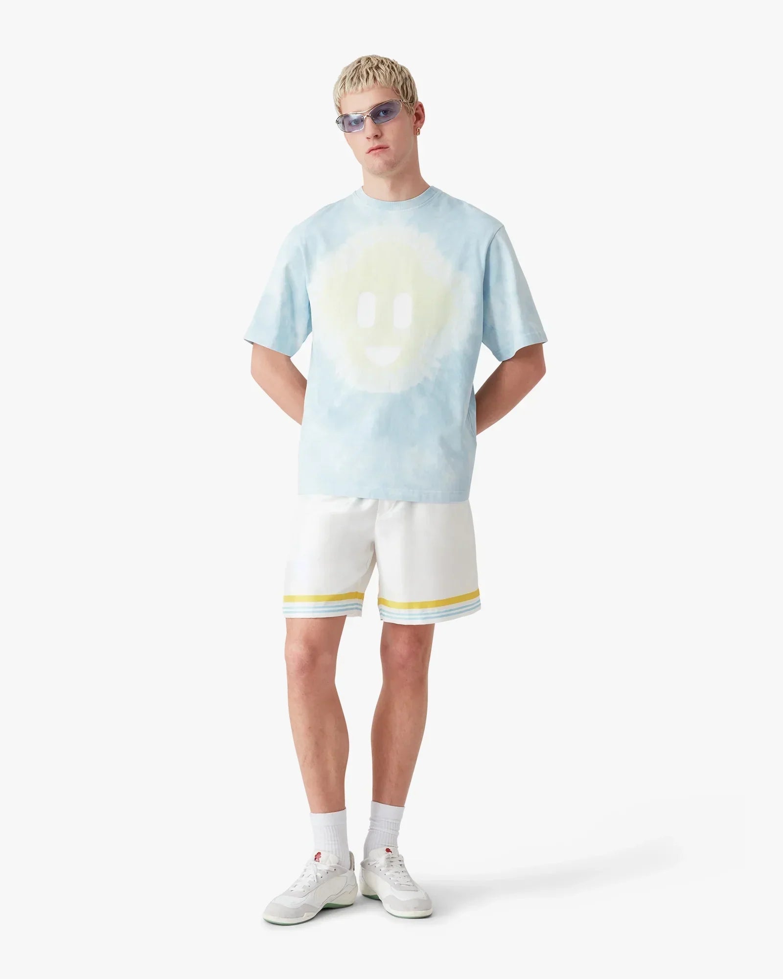 Blue Tie Dye Oversized CC Smile Short Sleeve T-Shirt | Casablanca Paris | Image 2