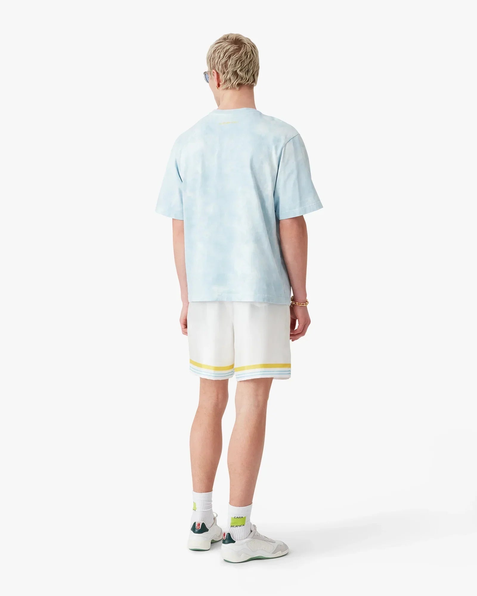 Blue Tie Dye Oversized CC Smile Short Sleeve T-Shirt | Casablanca Paris | Image 3
