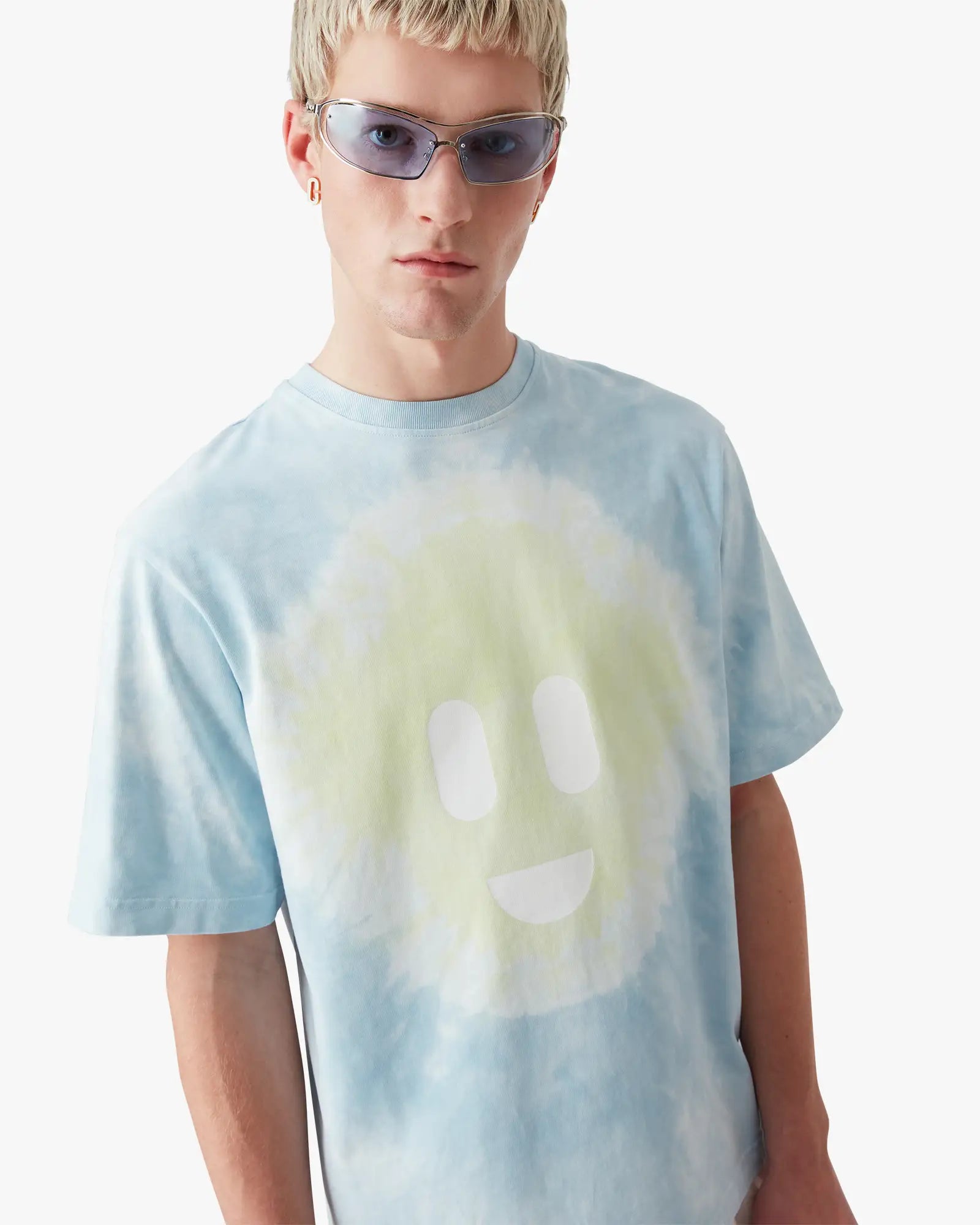 Blue Tie Dye Oversized CC Smile Short Sleeve T-Shirt | Casablanca Paris | Image 5