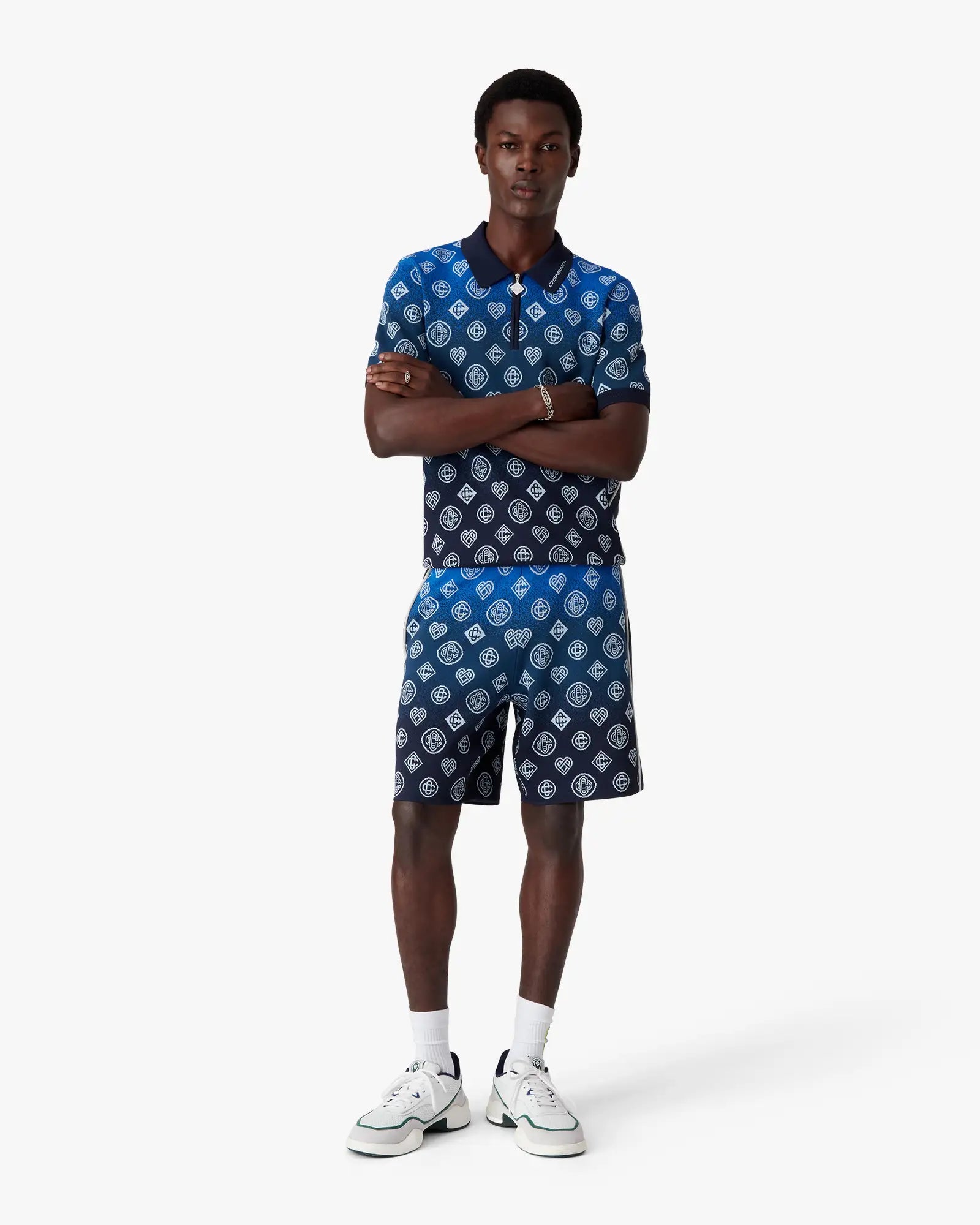 Navy Gradient Monogram Knitted Shorts | Casablanca Paris | Image 2