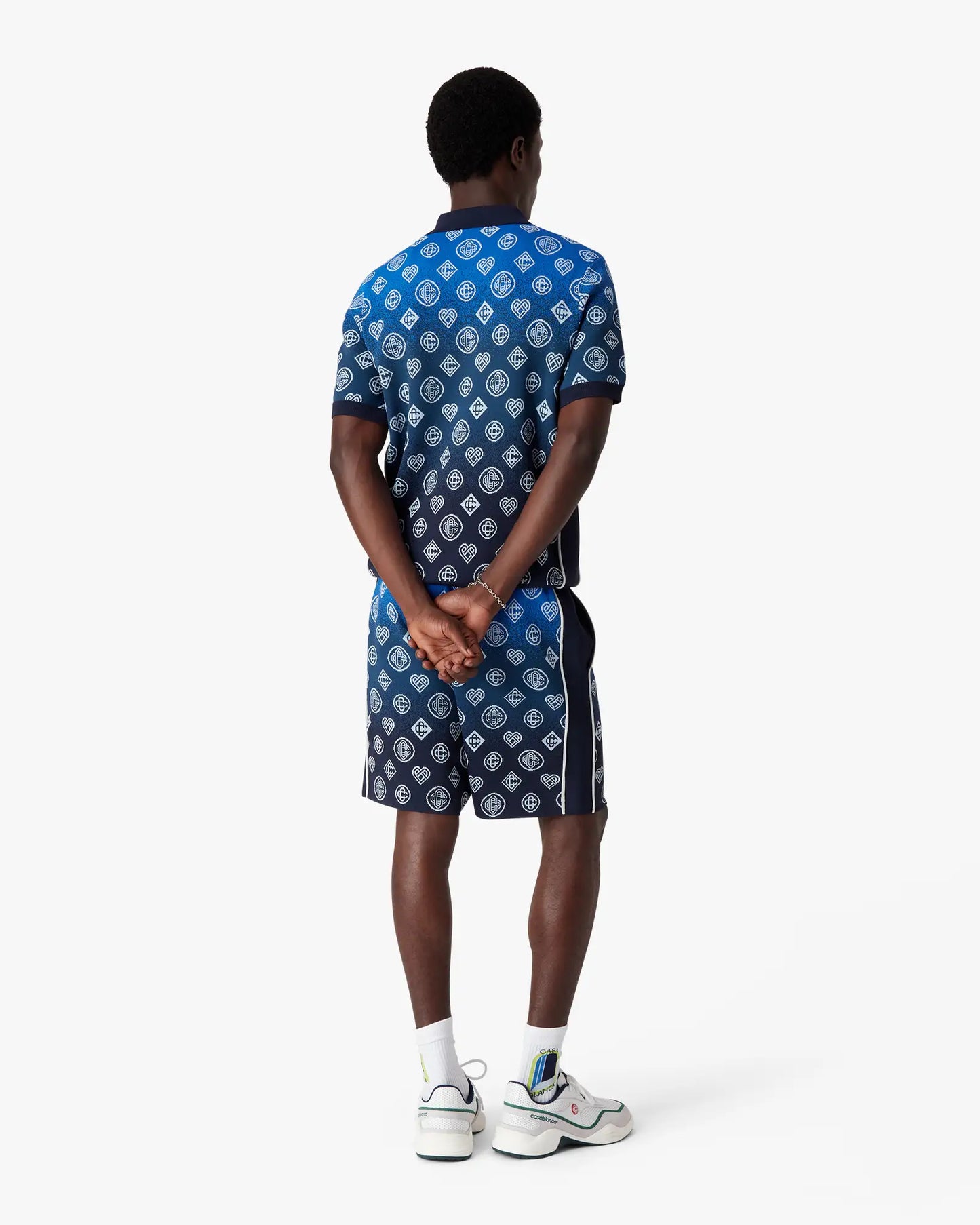 Navy Gradient Monogram Knitted Shorts | Casablanca Paris | Image 3
