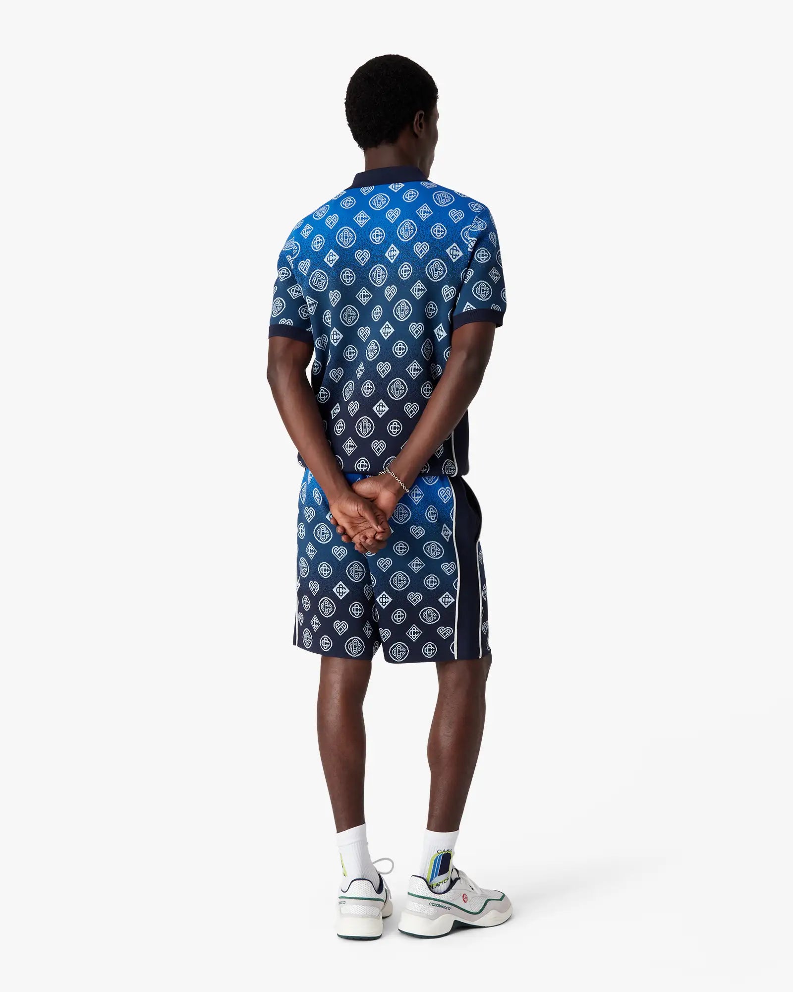 Navy Gradient Monogram Knitted Shorts | Casablanca Paris | Image 3
