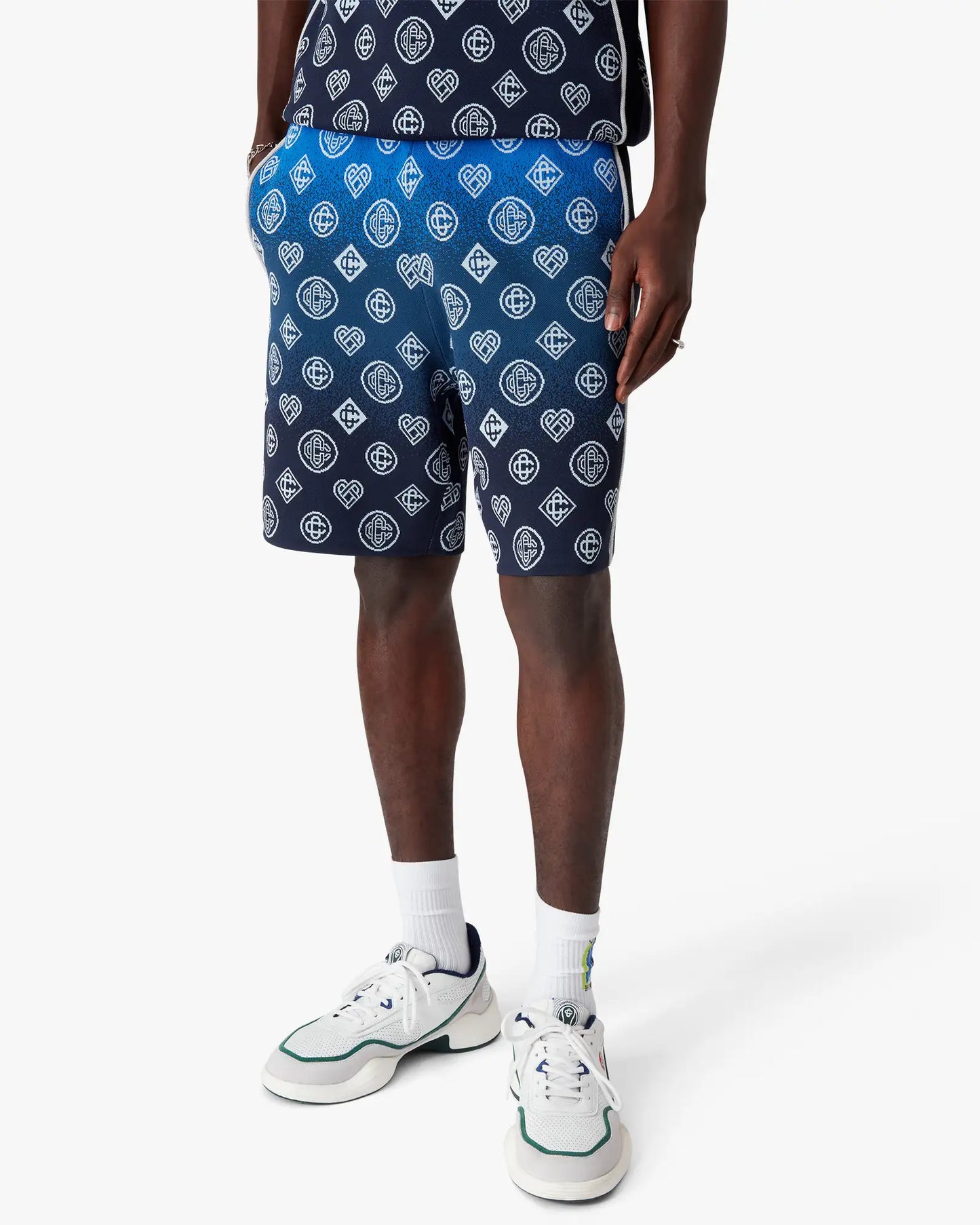 Navy Gradient Monogram Knitted Shorts | Casablanca Paris | Image 4