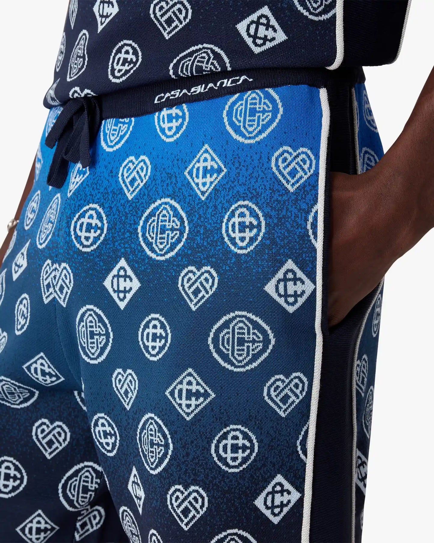 Navy Gradient Monogram Knitted Shorts | Casablanca Paris | Image 5