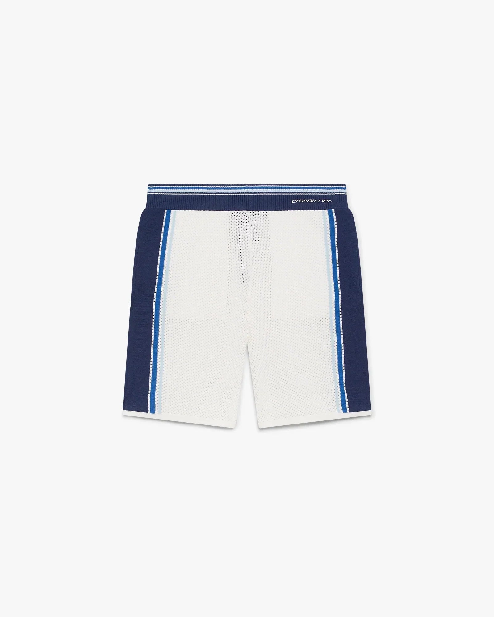 White & Blue Striped Mesh Track Shorts | Casablanca Paris | Image 1
