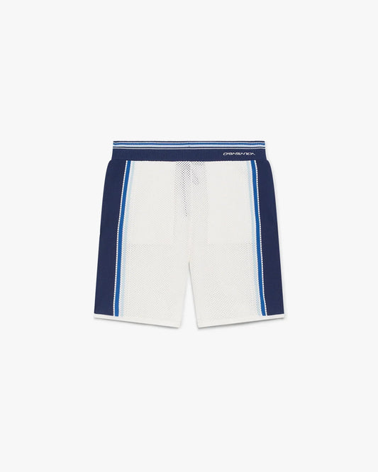 White & Blue Striped Mesh Track Shorts | Casablanca Paris | Image 1