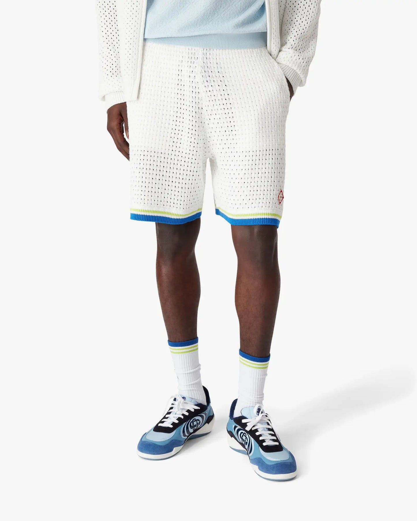 White & Blue Crochet Shorts | Casablanca Paris | Image 4