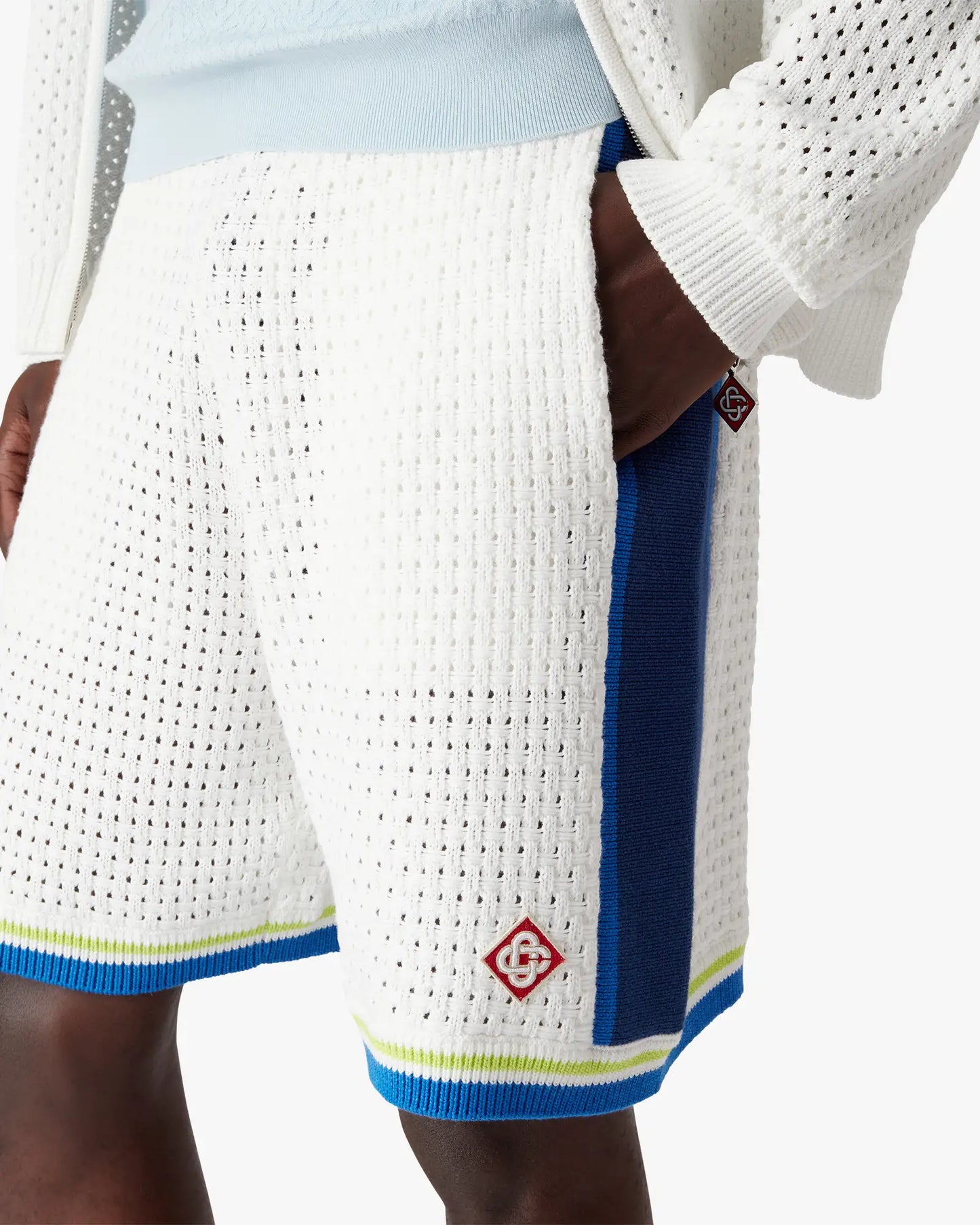 White & Blue Crochet Shorts | Casablanca Paris | Image 5