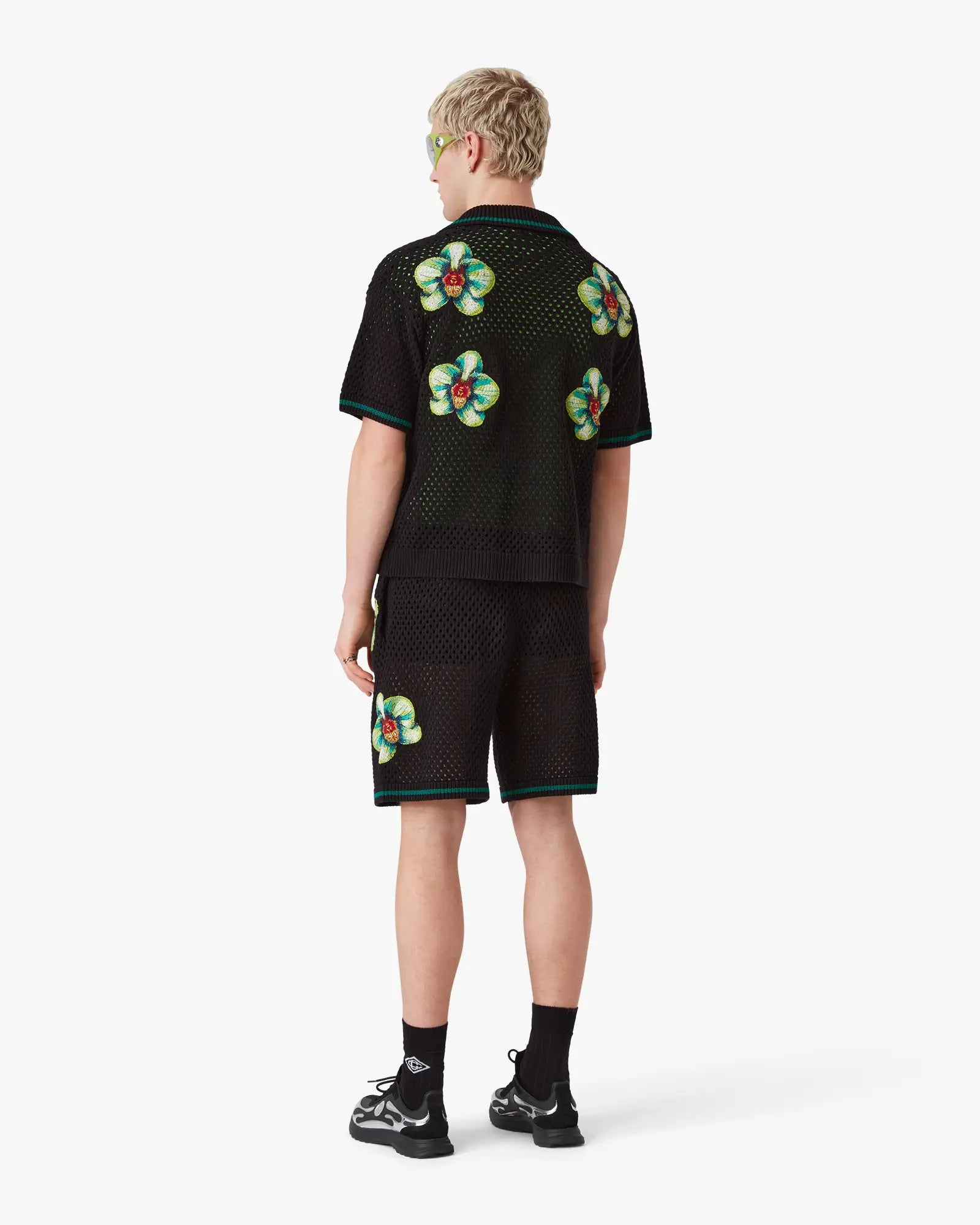 Glitch Orchid Embroidered Short Sleeve Crochet Shirt | Casablanca Paris | Image 3