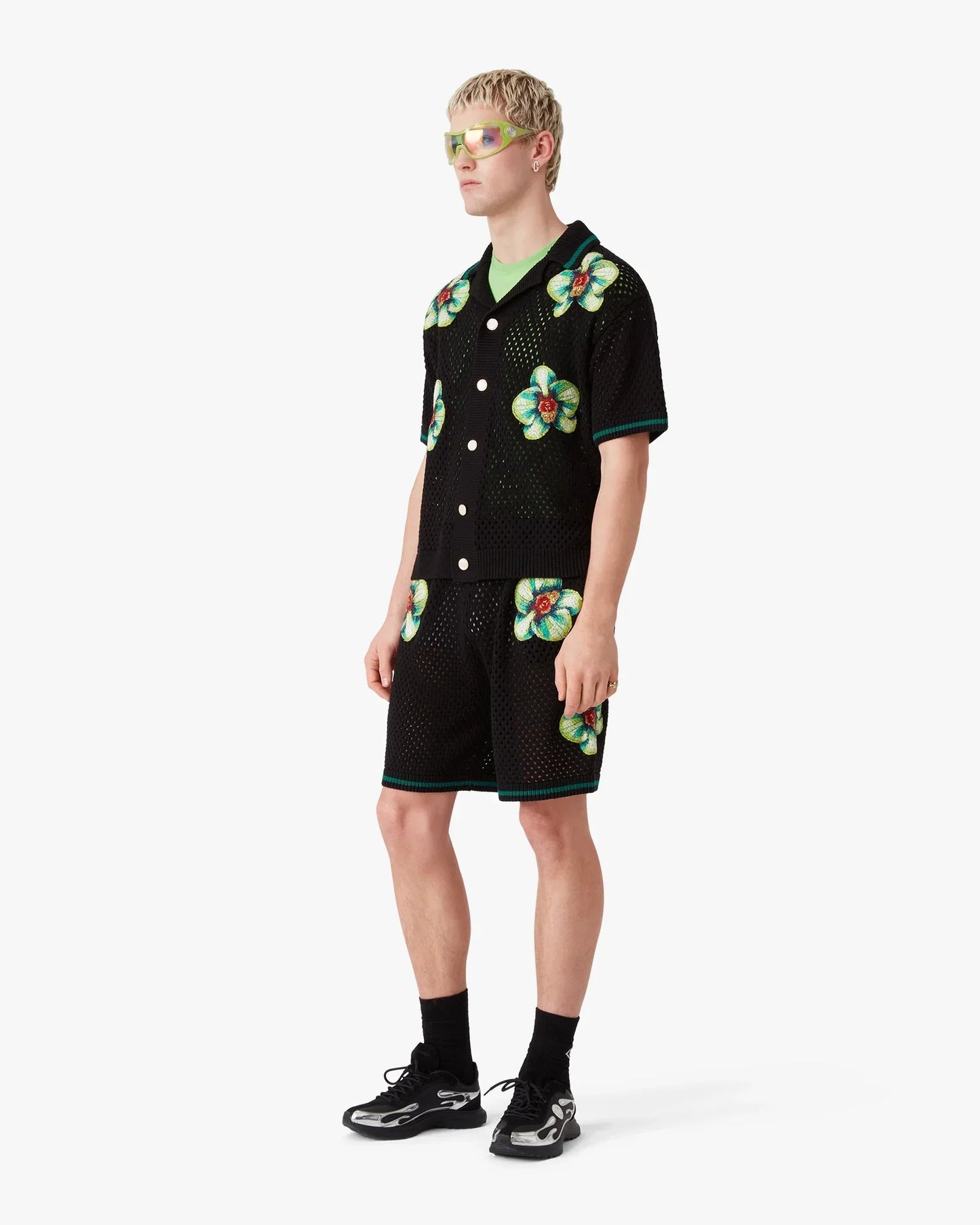 Glitch Orchid Embroidered Crochet Shorts | Casablanca Paris | Image 2