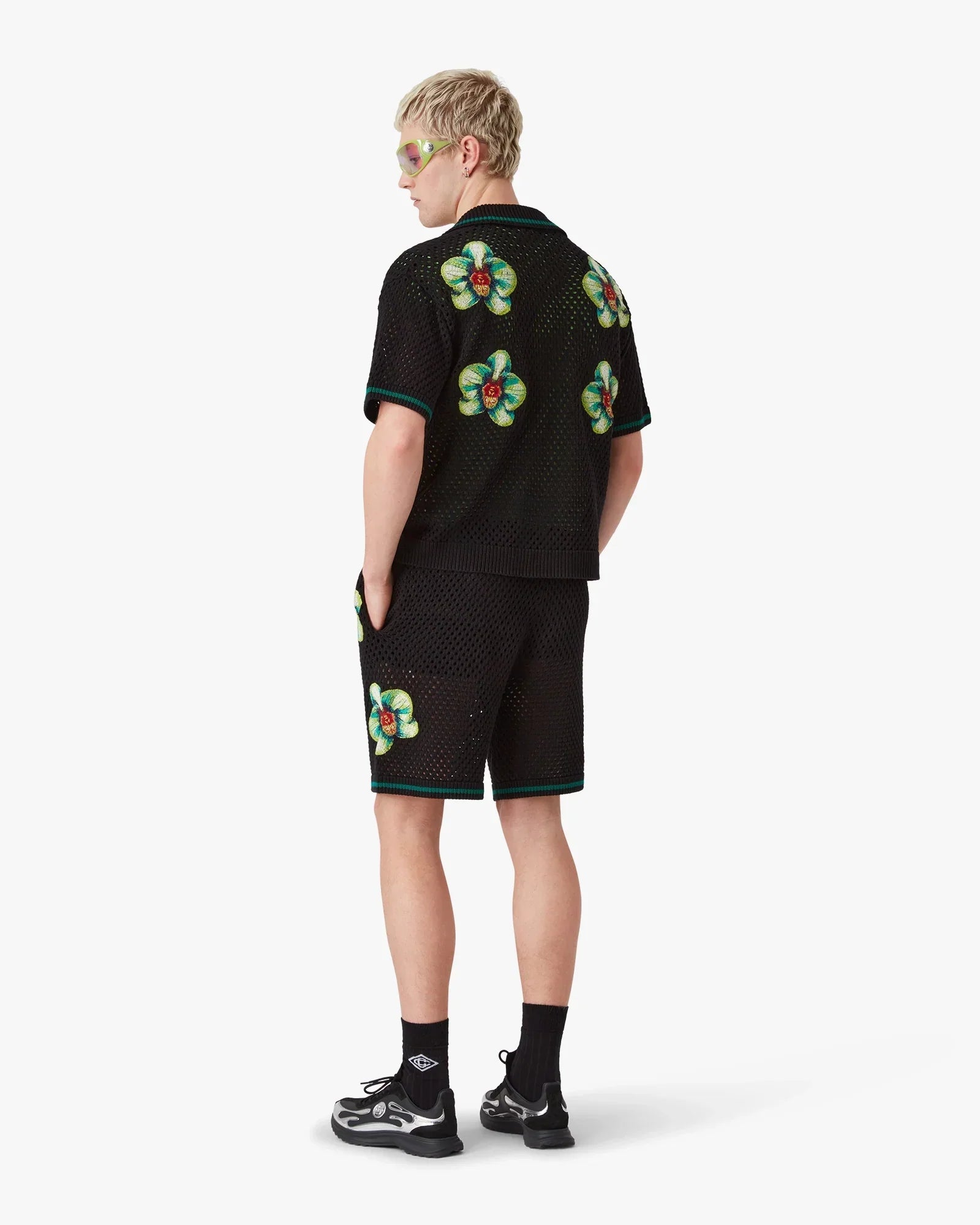 Glitch Orchid Embroidered Crochet Shorts | Casablanca Paris | Image 3