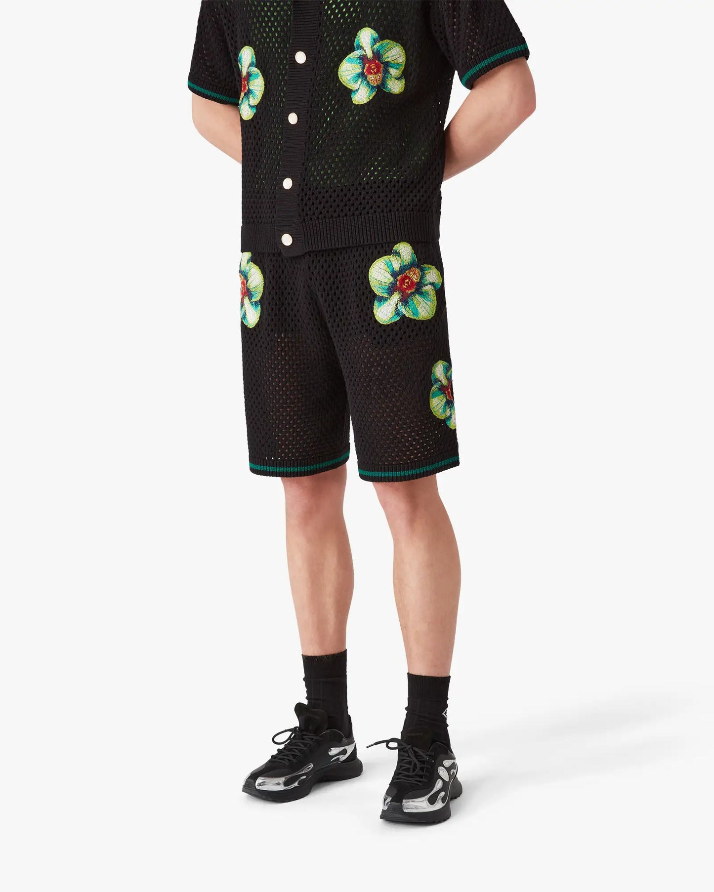 Glitch Orchid Embroidered Crochet Shorts | Casablanca Paris | Image 4