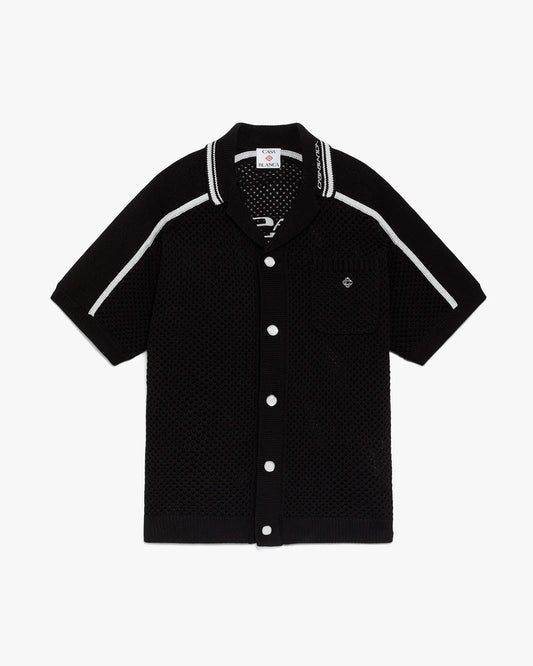 Black Short Sleeve Mesh Shirt | Casablanca Paris | Image 1