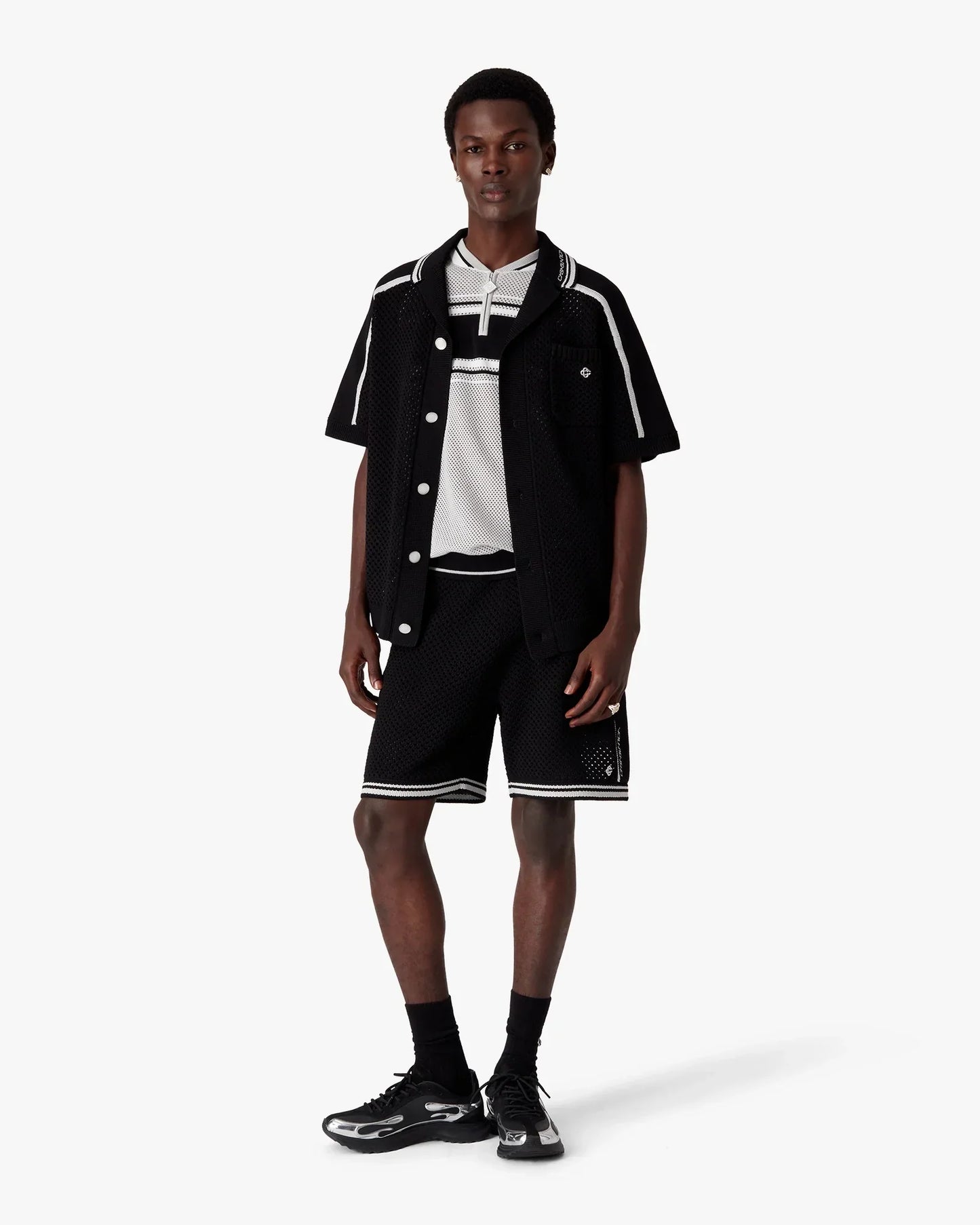Black Short Sleeve Mesh Shirt | Casablanca Paris | Image 2