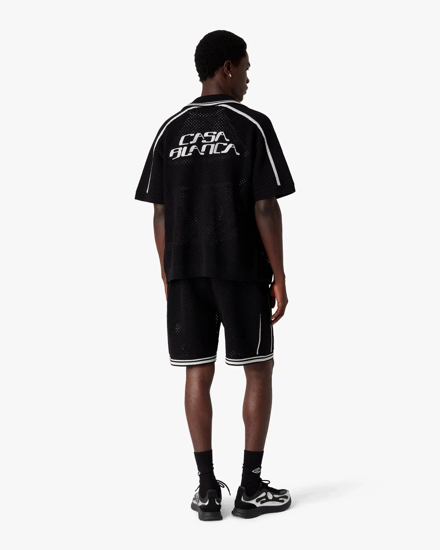 Black Short Sleeve Mesh Shirt | Casablanca Paris | Image 3