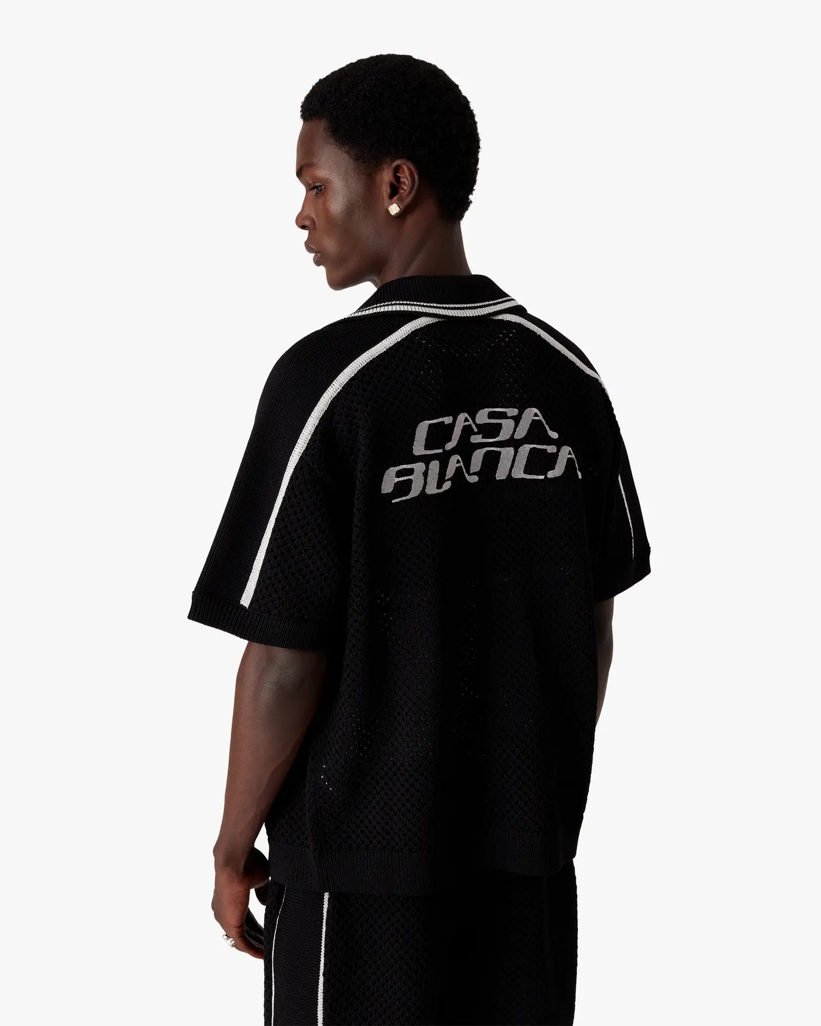 Black Short Sleeve Mesh Shirt | Casablanca Paris | Image 4