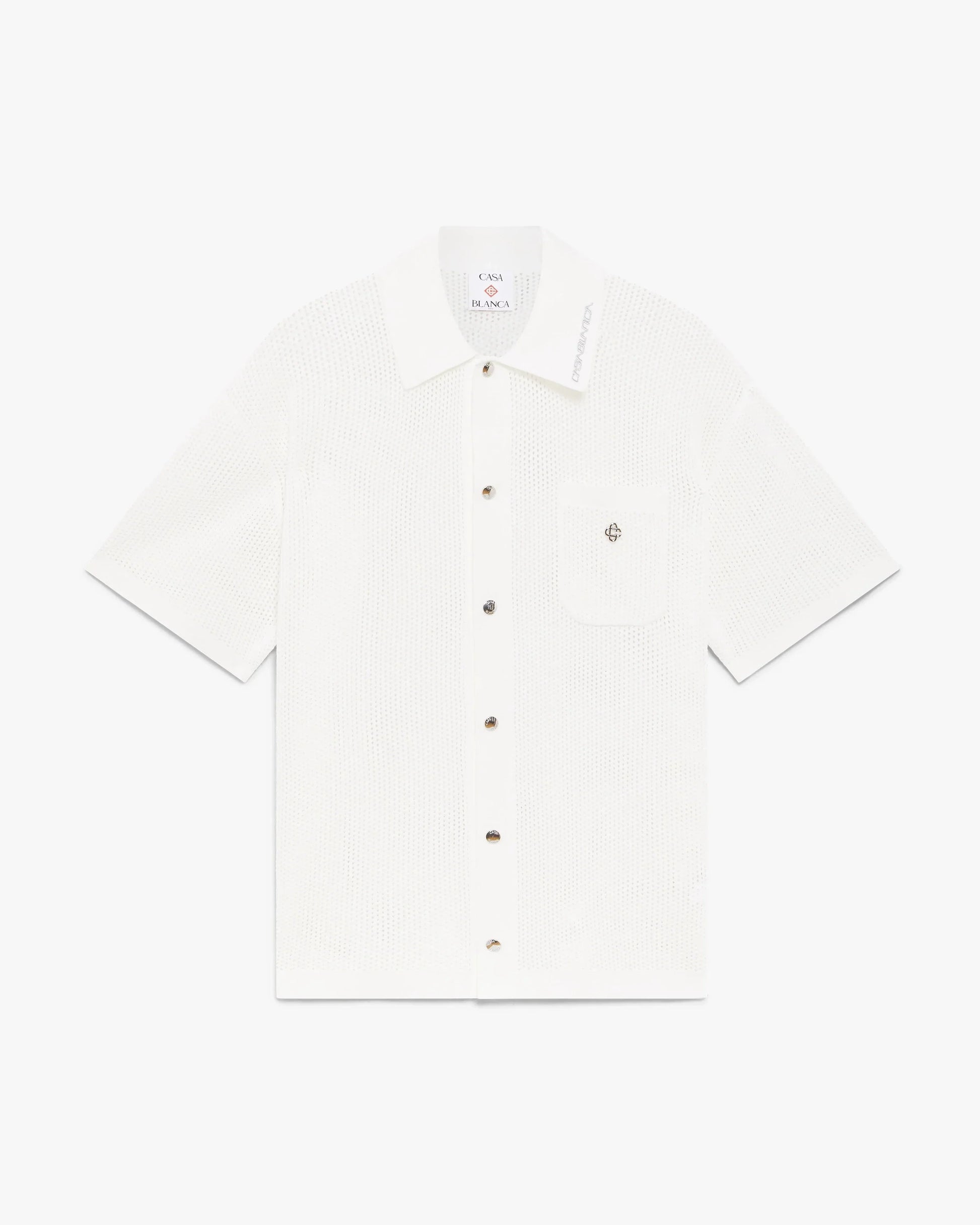 White Short Sleeve Mesh Shirt | Casablanca Paris | Image 1