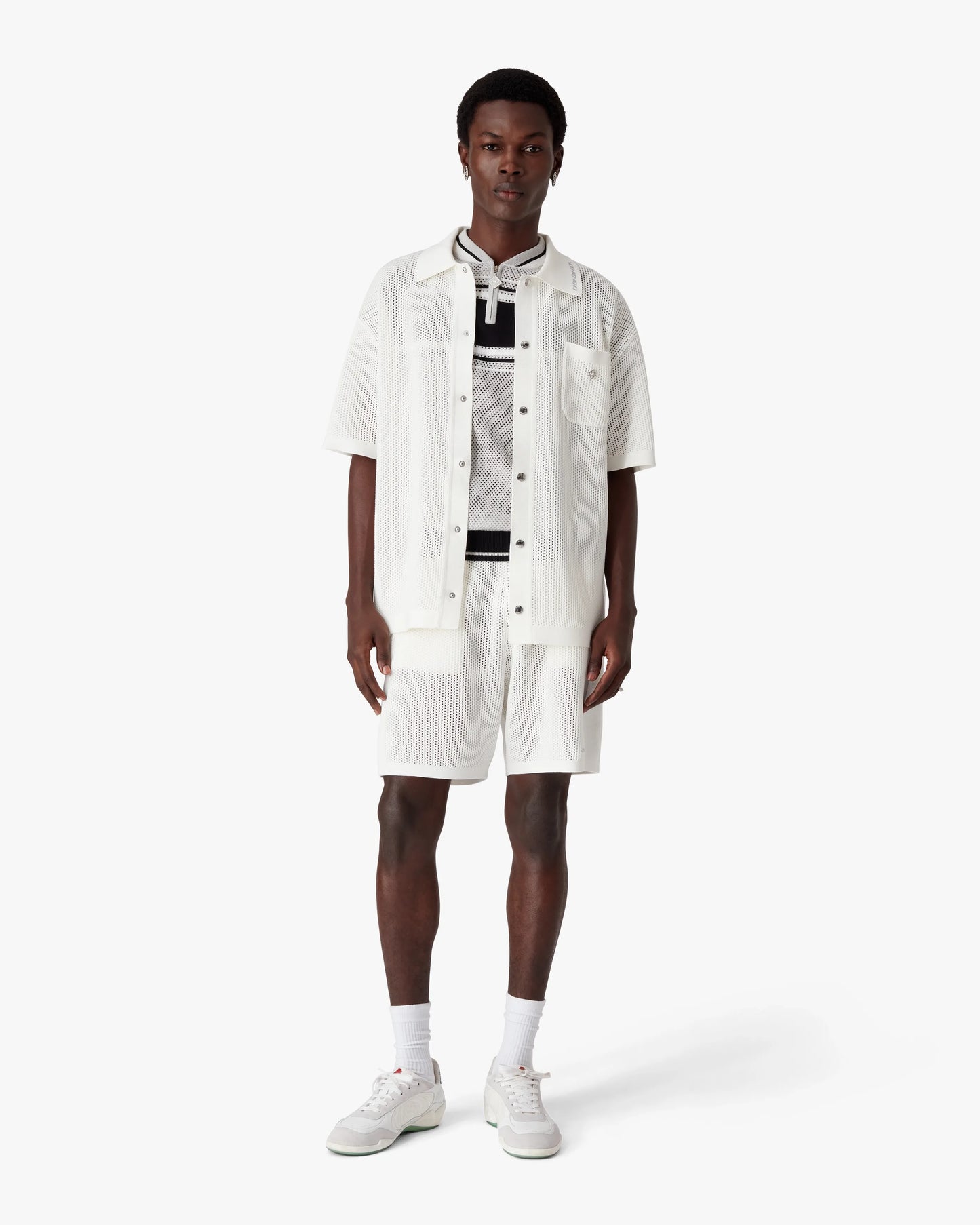 White Short Sleeve Mesh Shirt | Casablanca Paris | Image 2