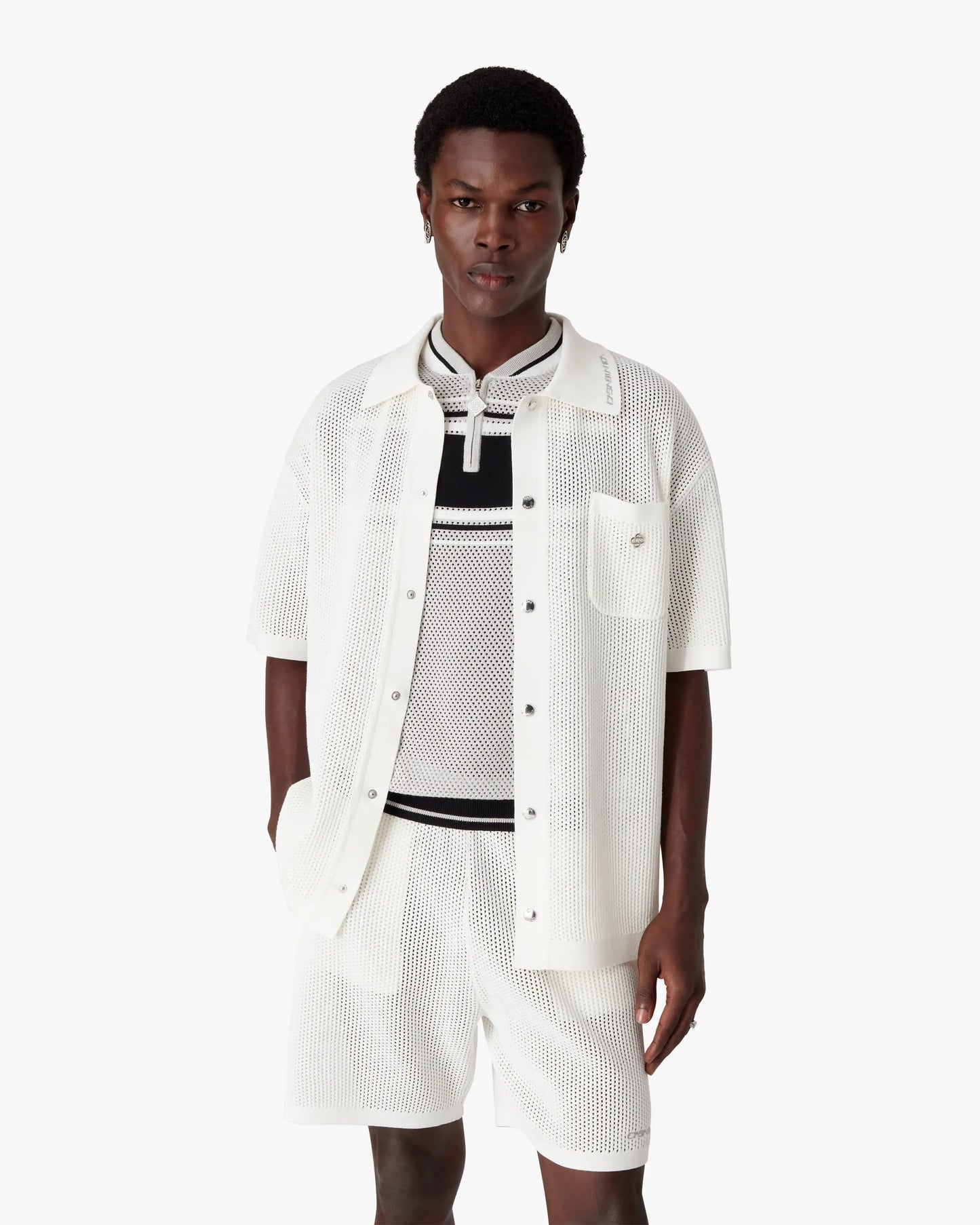 White Short Sleeve Mesh Shirt | Casablanca Paris | Image 4
