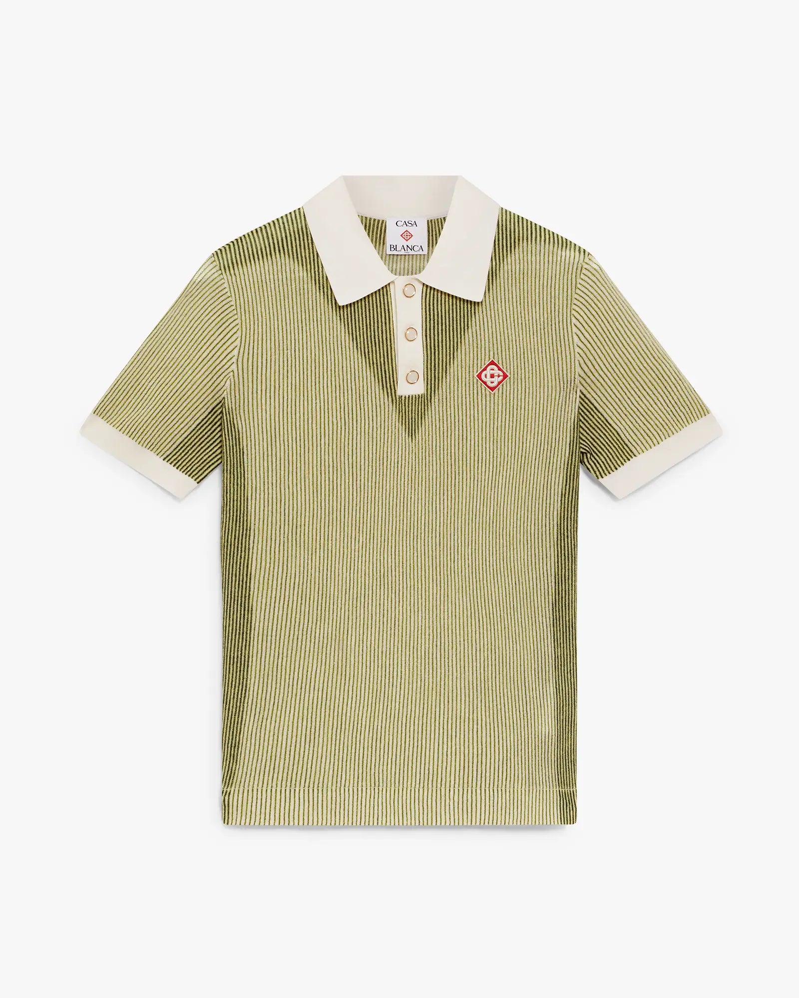 Vertical Stripe Short Sleeve Polo Shirt | Casablanca Paris | Image 1