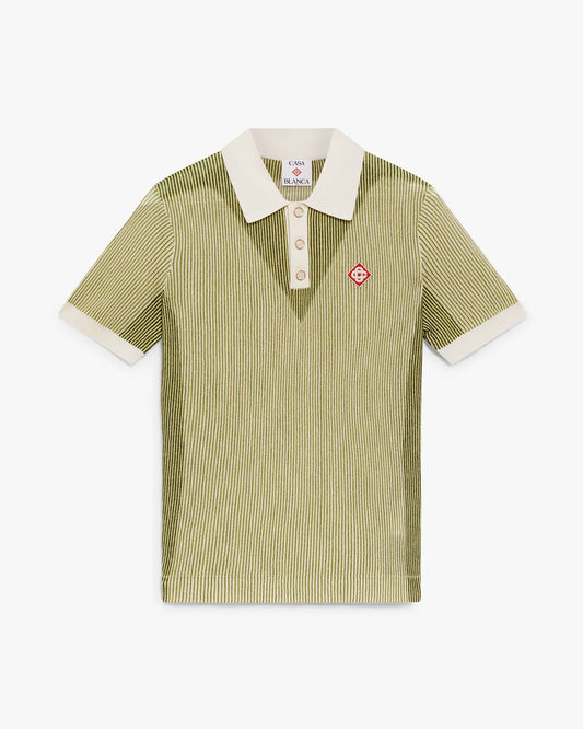 Vertical Stripe Short Sleeve Polo Shirt | Casablanca Paris | Image 1