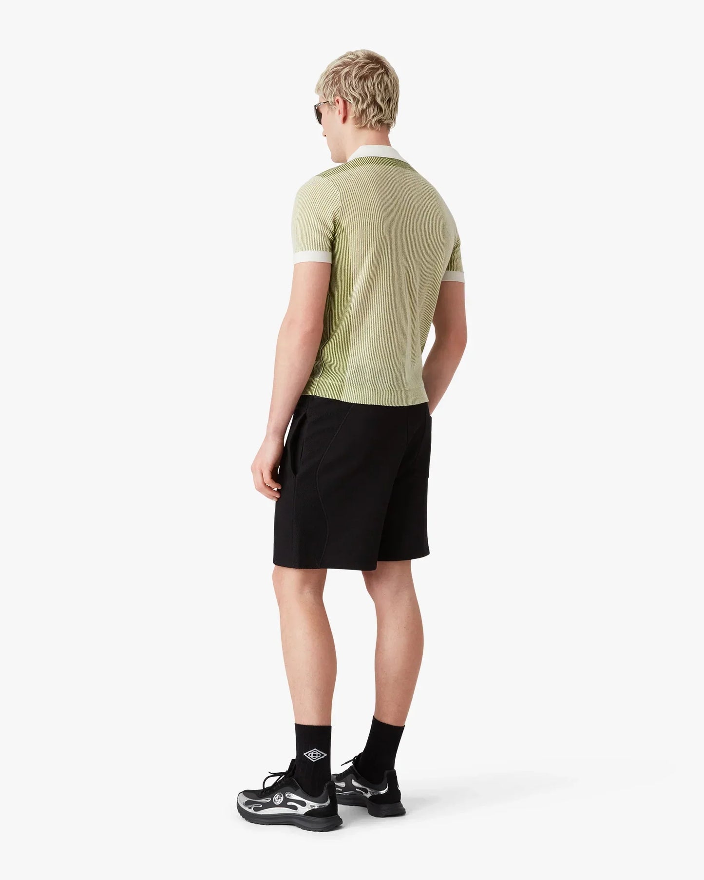 Vertical Stripe Short Sleeve Polo Shirt | Casablanca Paris | Image 3
