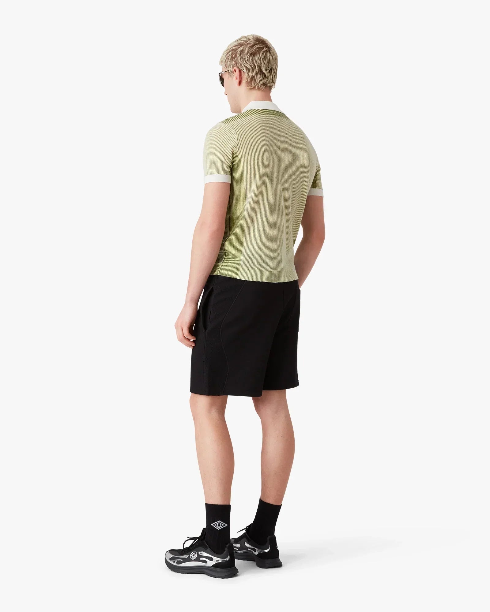 Vertical Stripe Short Sleeve Polo Shirt | Casablanca Paris | Image 3