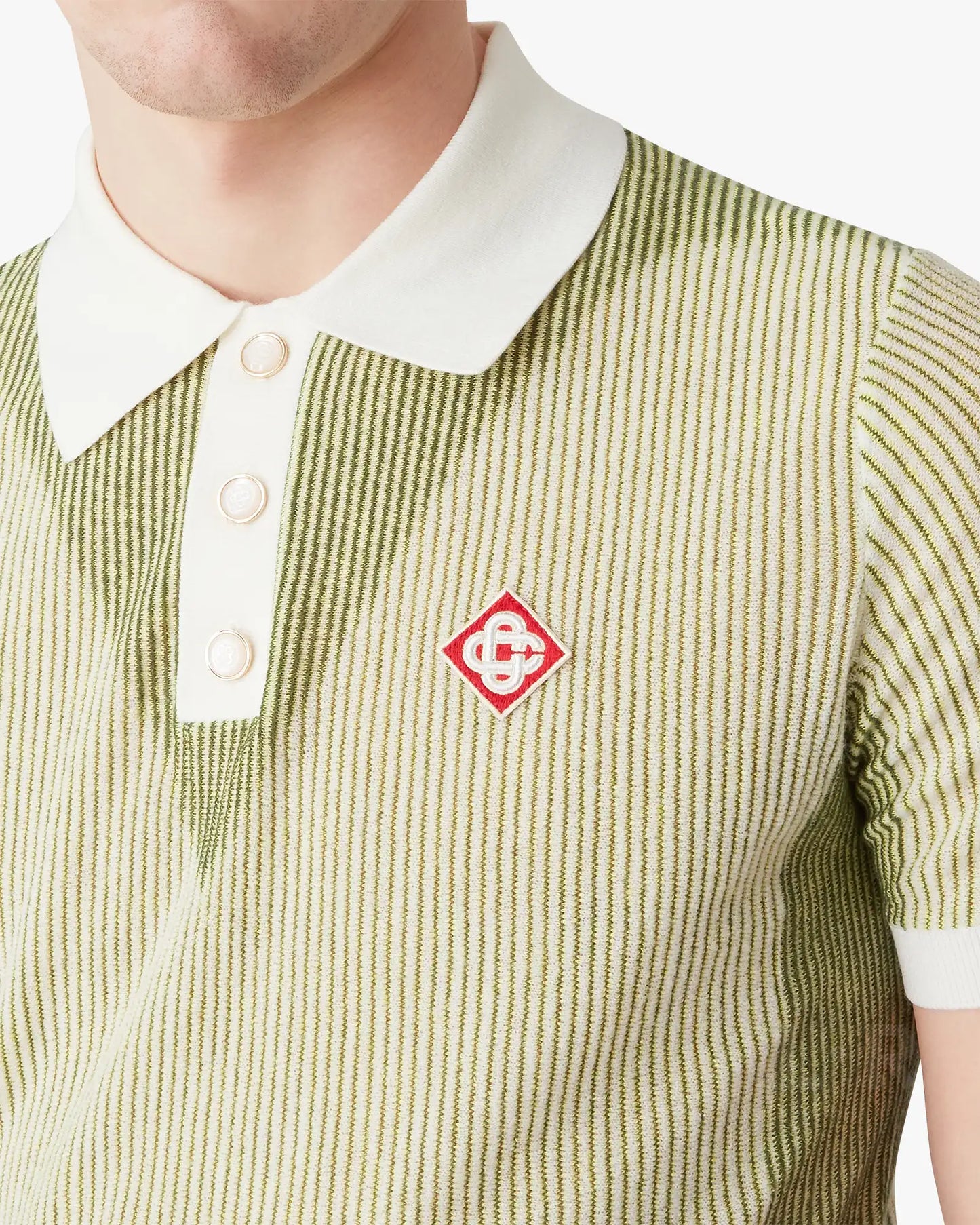 Vertical Stripe Short Sleeve Polo Shirt | Casablanca Paris | Image 5