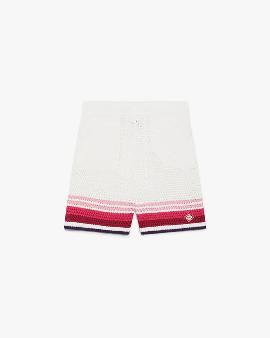 White & Pink Striped Crochet Shorts | Casablanca Paris | Image 1