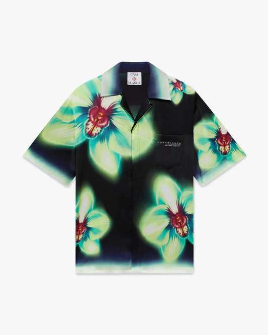 Orchid Glitch Short Sleeve Silk Shirt | Casablanca Paris | Image 1
