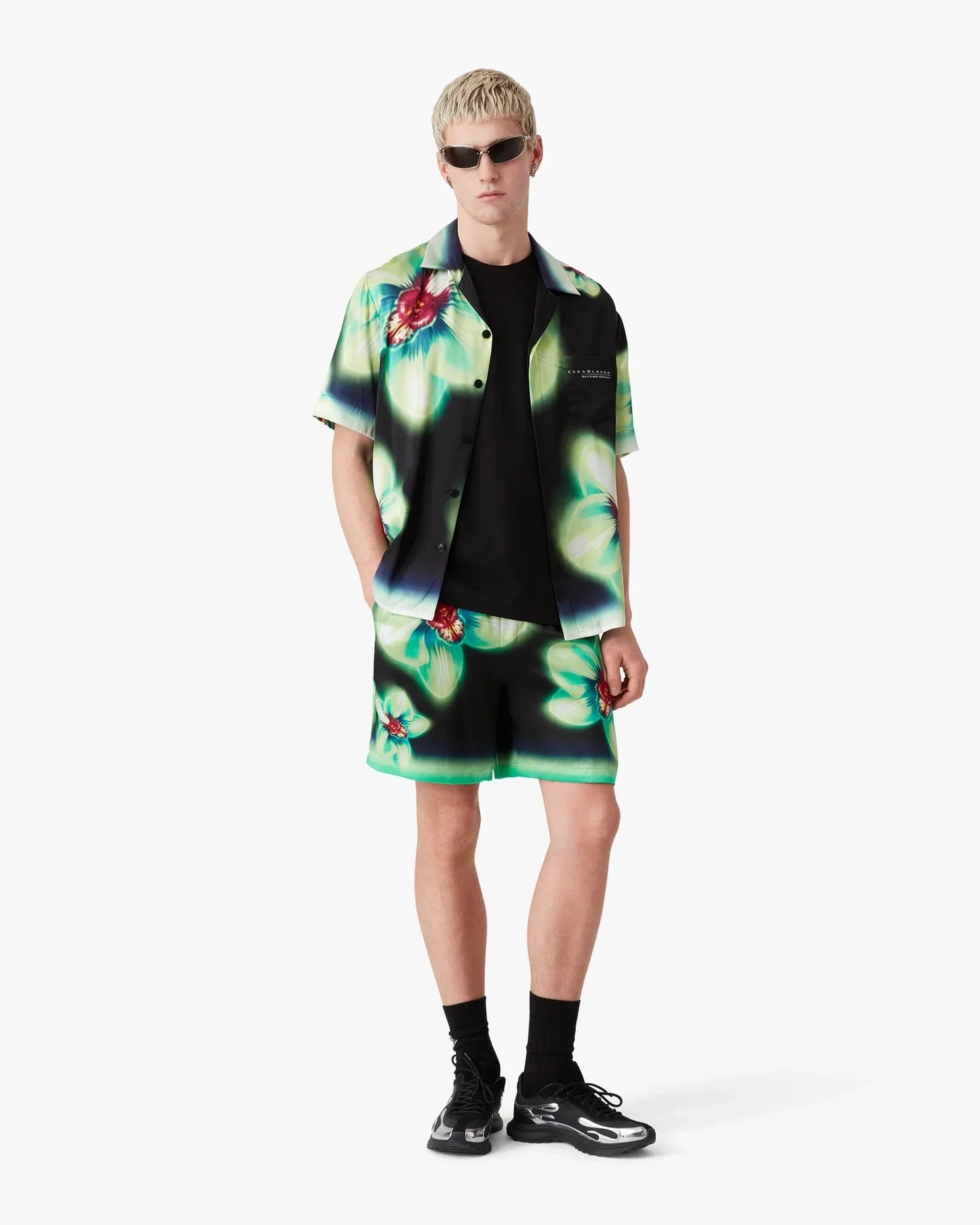 Orchid Glitch Short Sleeve Silk Shirt | Casablanca Paris | Image 2