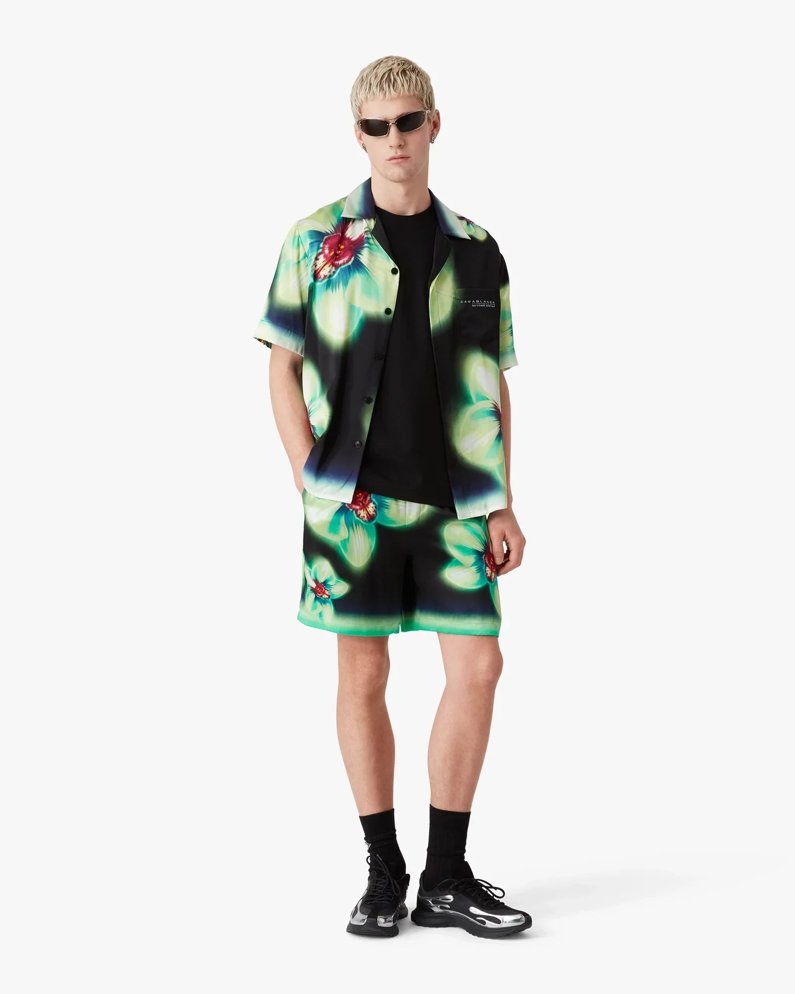 Orchid Glitch Short Sleeve Silk Shirt | Casablanca Paris | Image 2