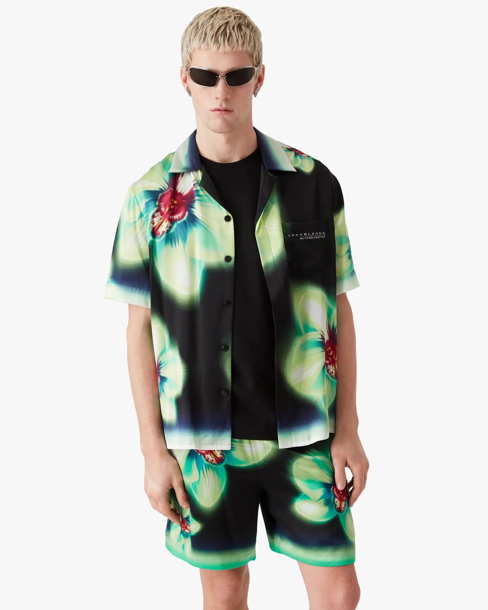 Orchid Glitch Short Sleeve Silk Shirt | Casablanca Paris | Image 4