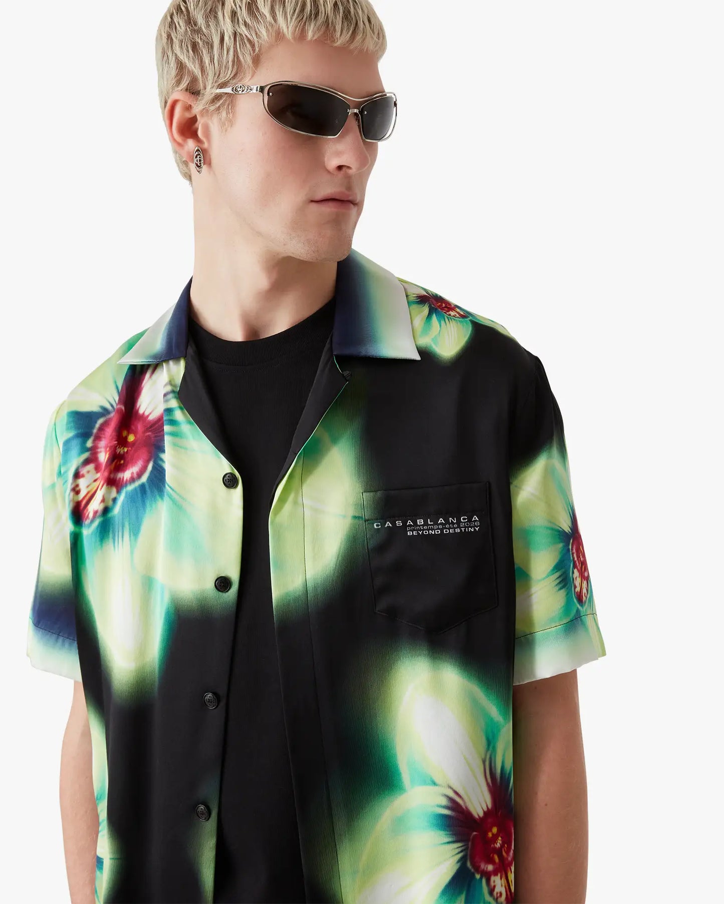 Orchid Glitch Short Sleeve Silk Shirt | Casablanca Paris | Image 5