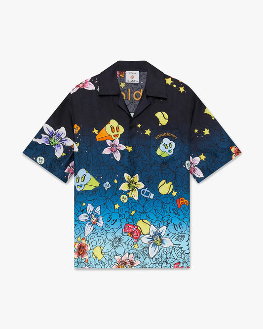 Collage D'Icones Graphiques Short Sleeve Silk Shirt | Casablanca Paris | Image 1