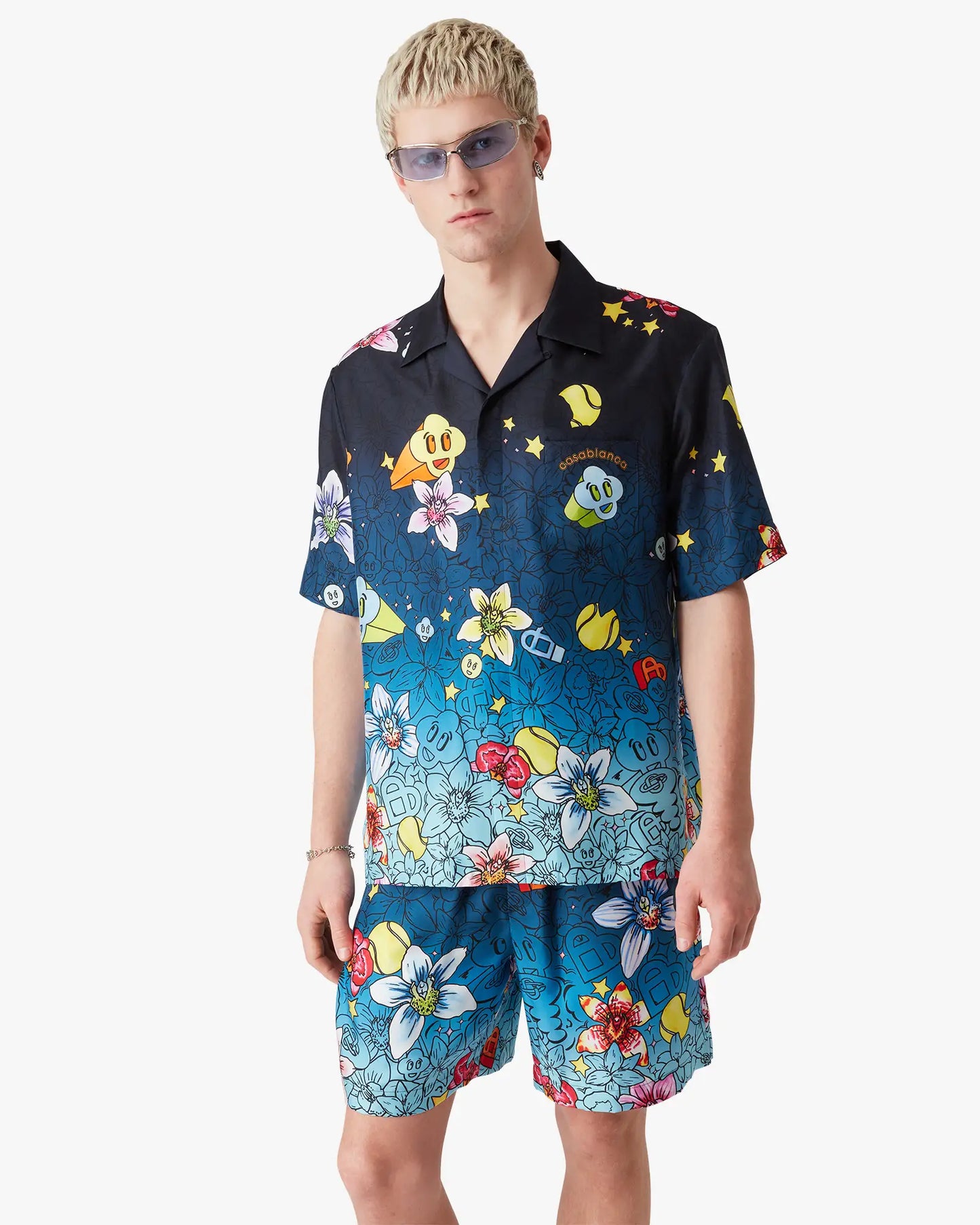 Collage D'Icones Graphiques Short Sleeve Silk Shirt | Casablanca Paris | Image 4